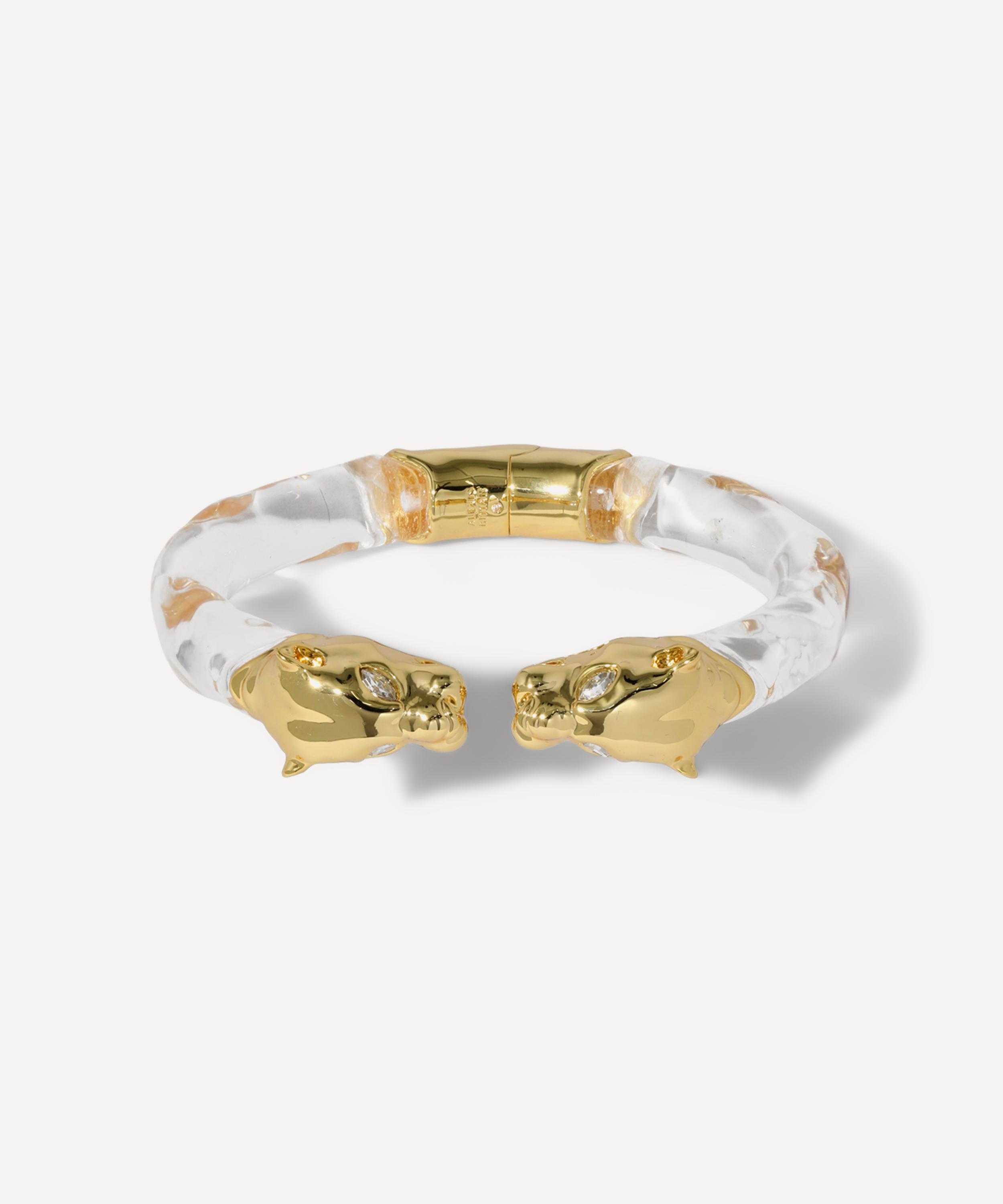 Alexis Bittar - 14ct Gold-Plated Panther Visage Lucite Hinge Cuff Bracelet image number 0