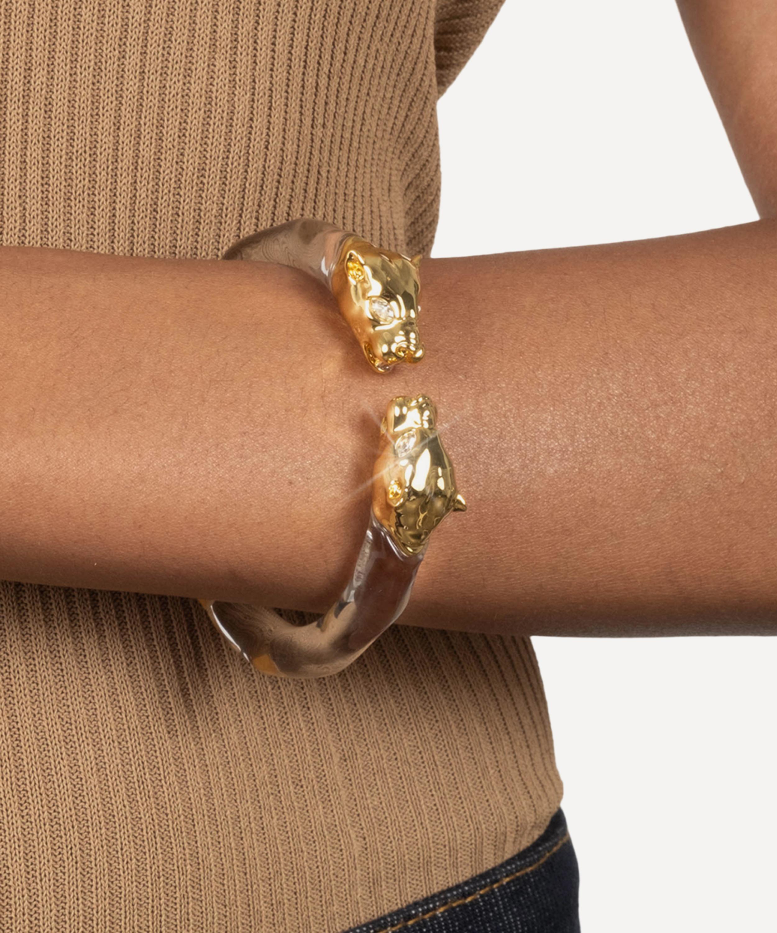 Alexis Bittar - 14ct Gold-Plated Panther Visage Lucite Hinge Cuff Bracelet image number 1