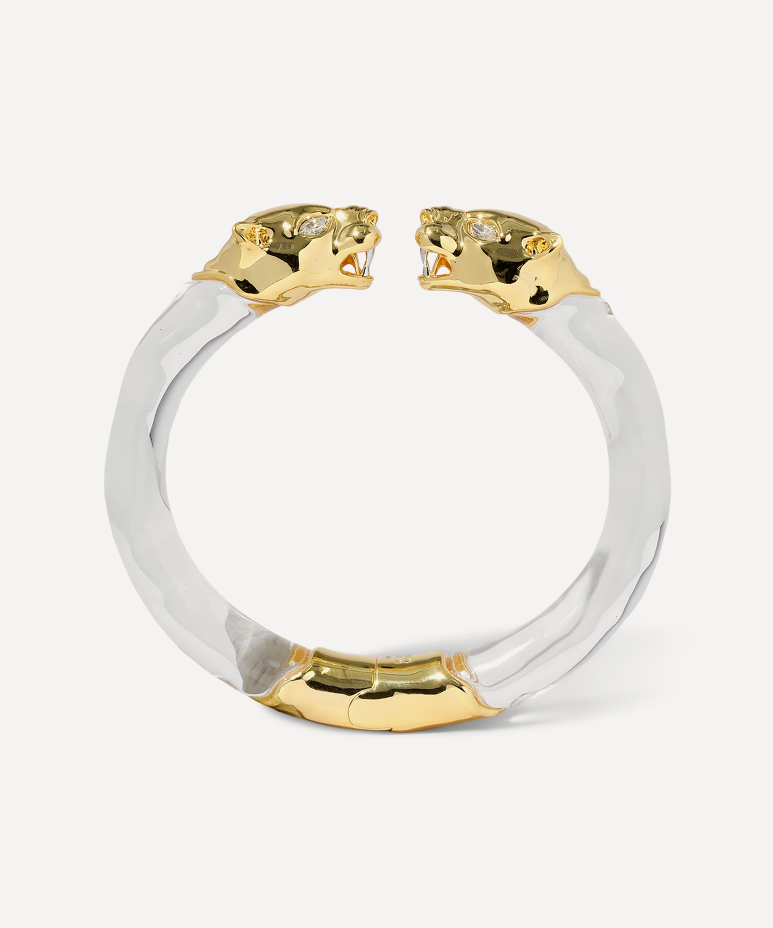 Alexis Bittar - 14ct Gold-Plated Panther Visage Lucite Hinge Cuff Bracelet image number 2