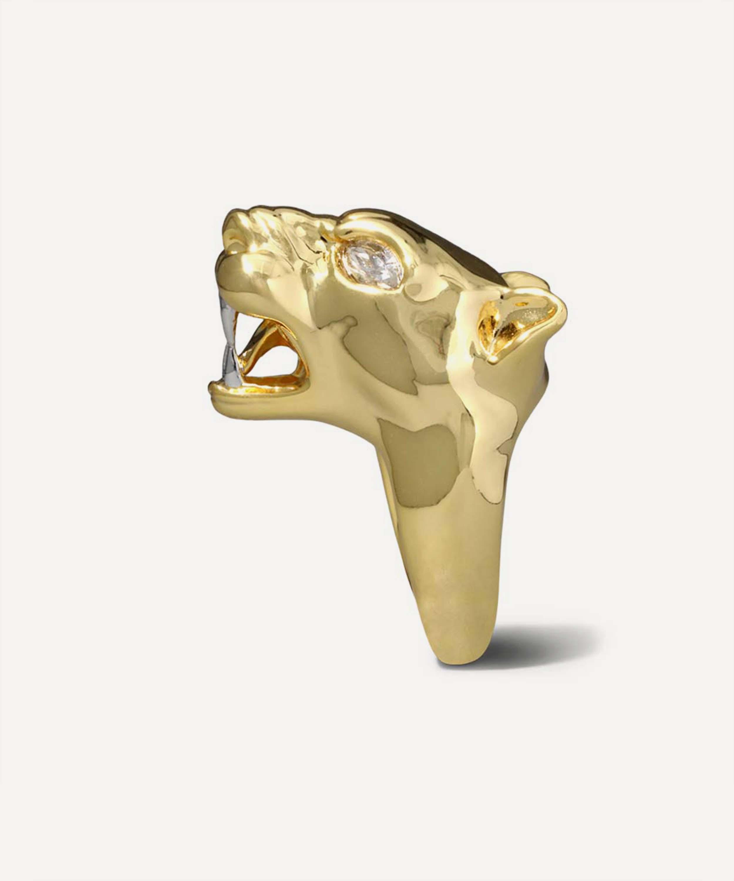 Alexis Bittar - 14ct Gold-Plated Panther Visage Ring image number 0
