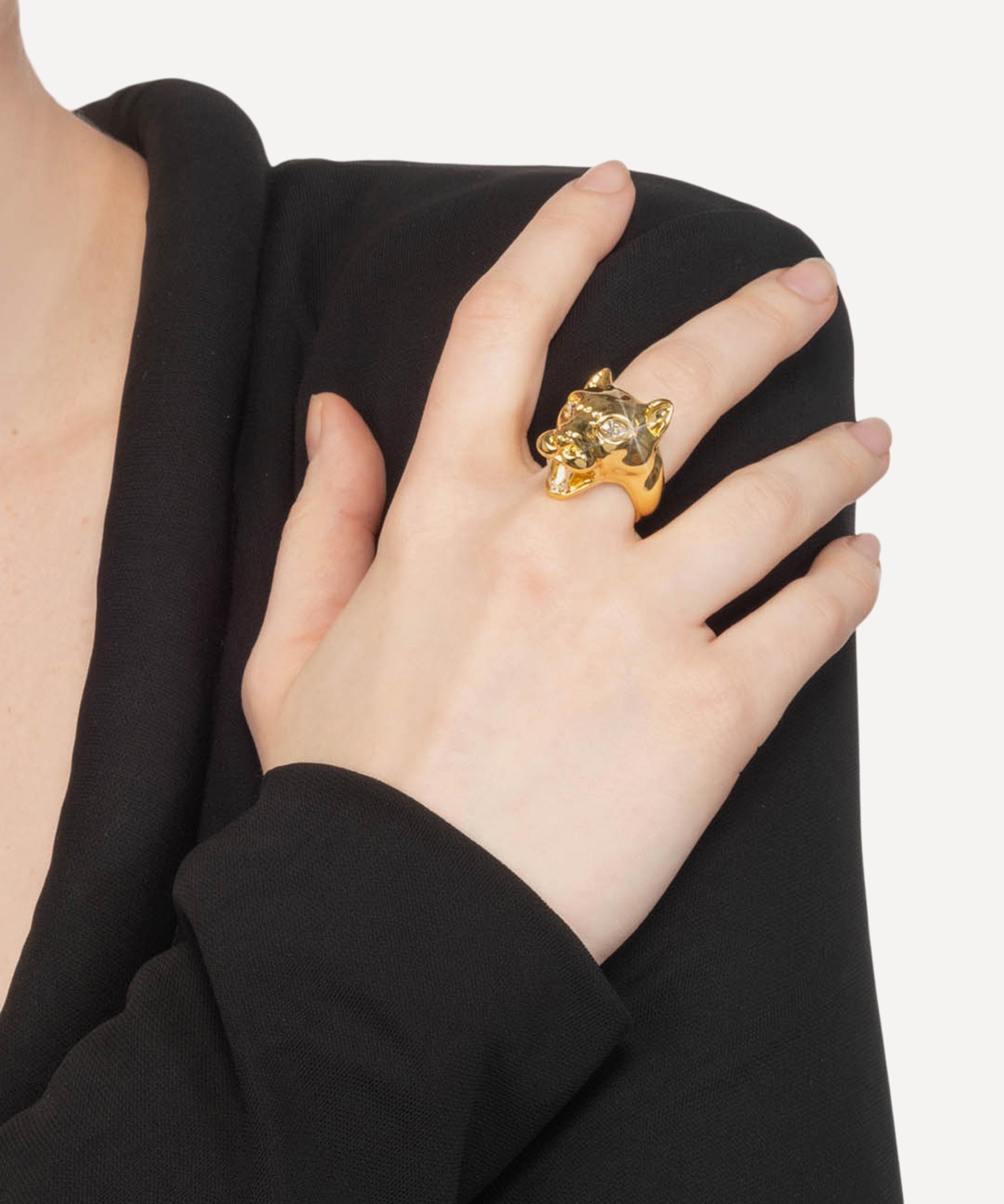 Alexis Bittar - 14ct Gold-Plated Panther Visage Ring image number 1