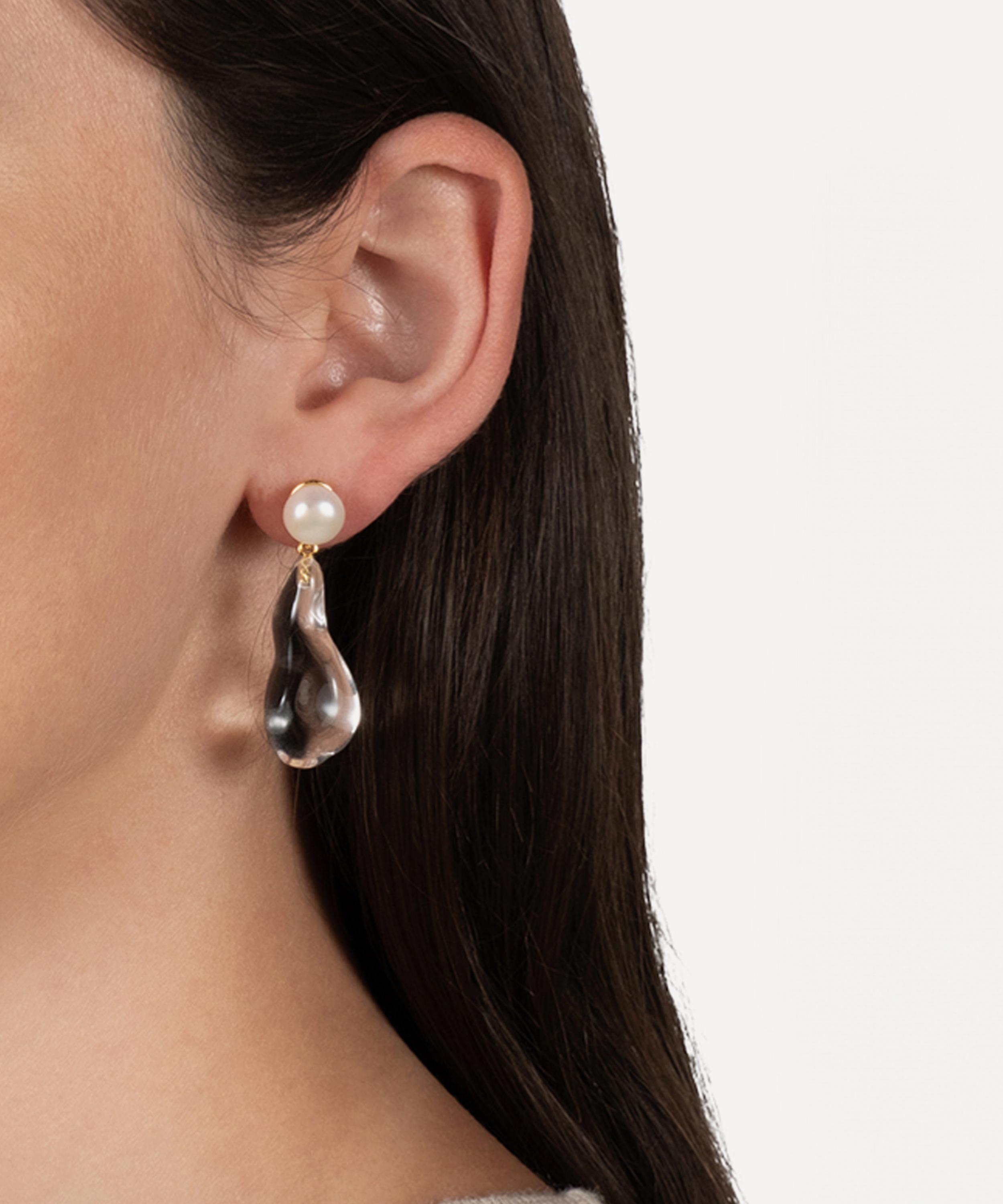 Alexis Bittar - 14ct Gold-Plated Liquid Lucite Freshwater Pearl Drop Earrings image number 1