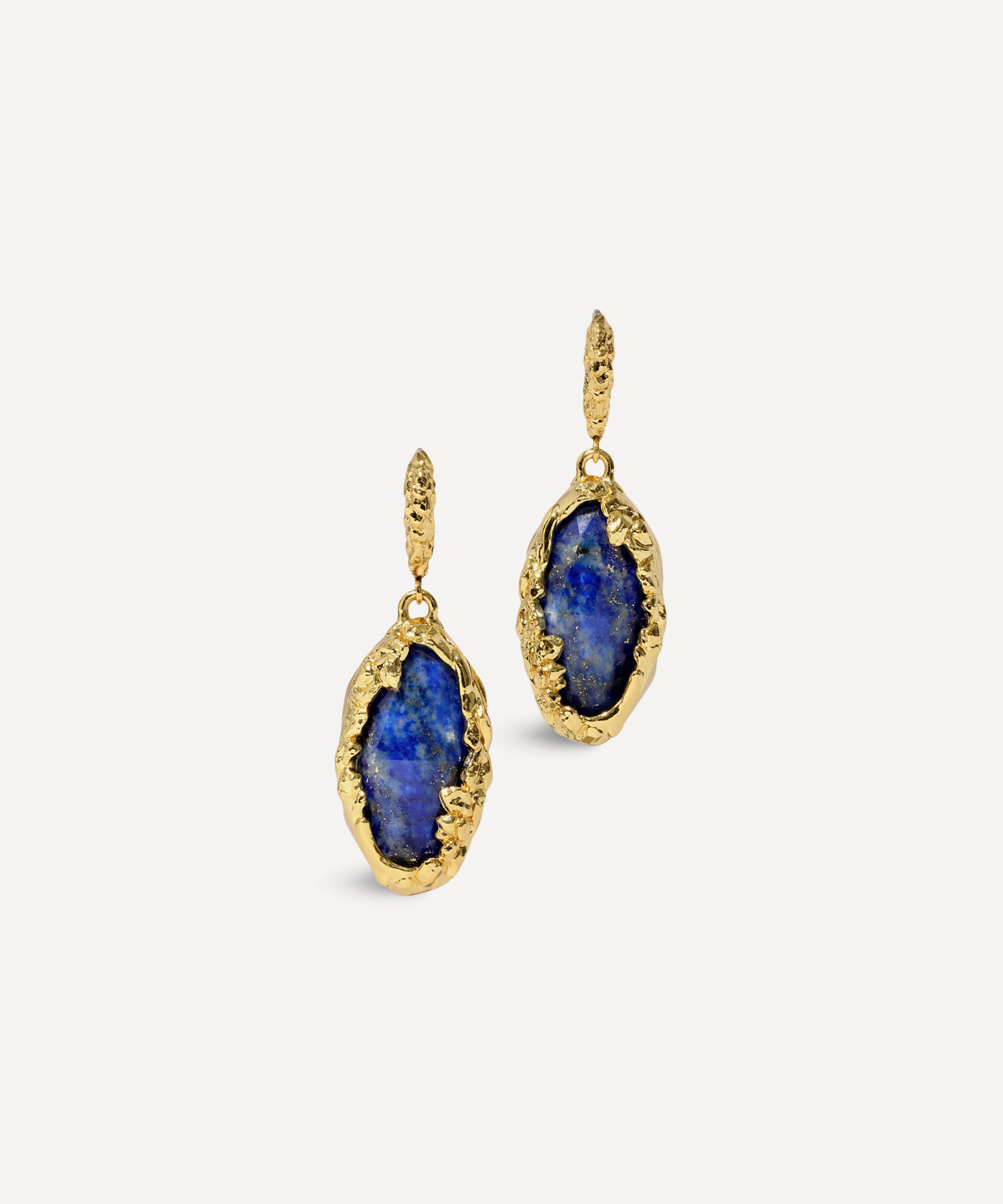 Alexis Bittar - 14ct Gold-Plated Brut Encased Lapis Drop Earrings