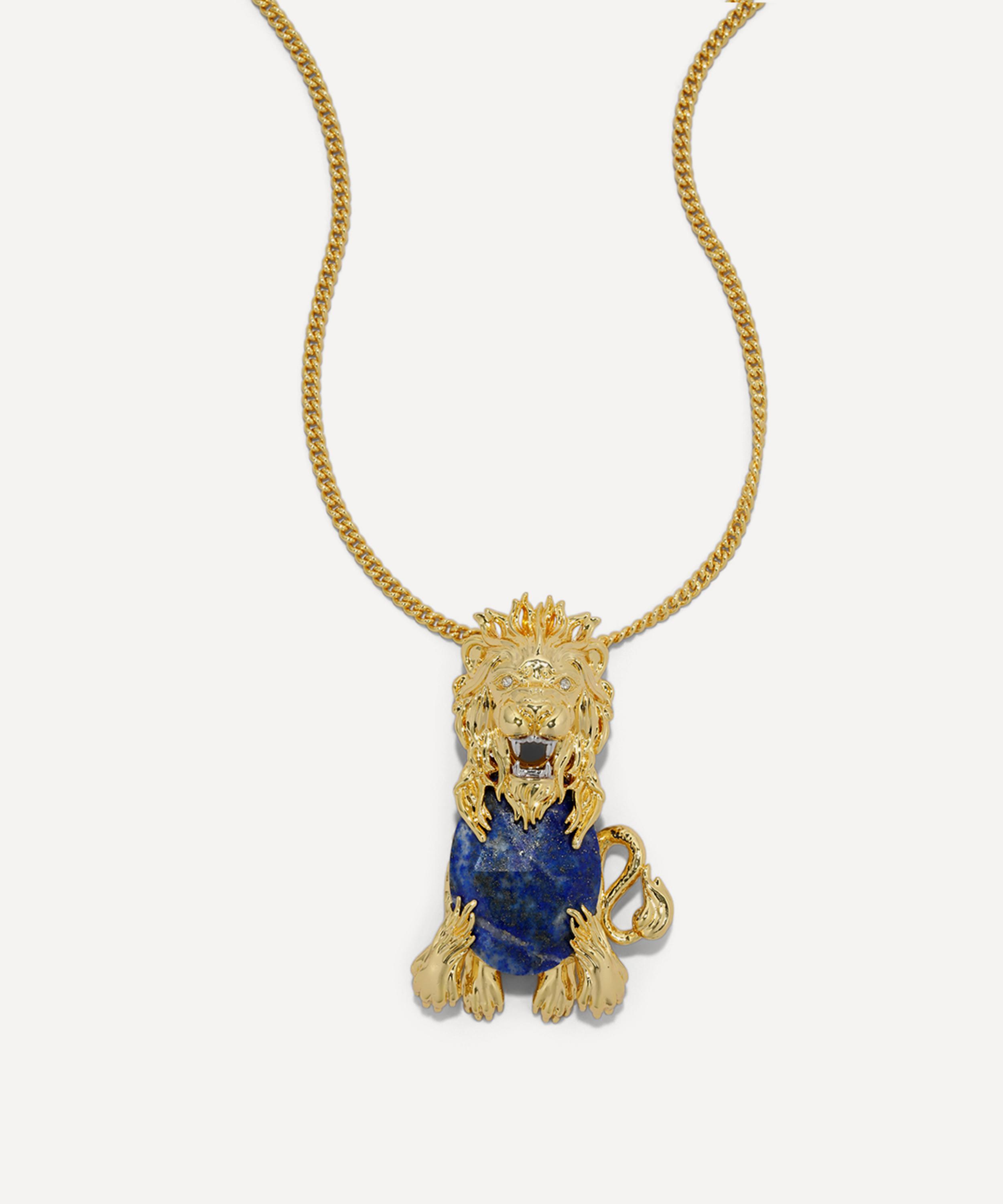Alexis Bittar - 14ct Gold-Plated Lion Lapis Pendant Necklace