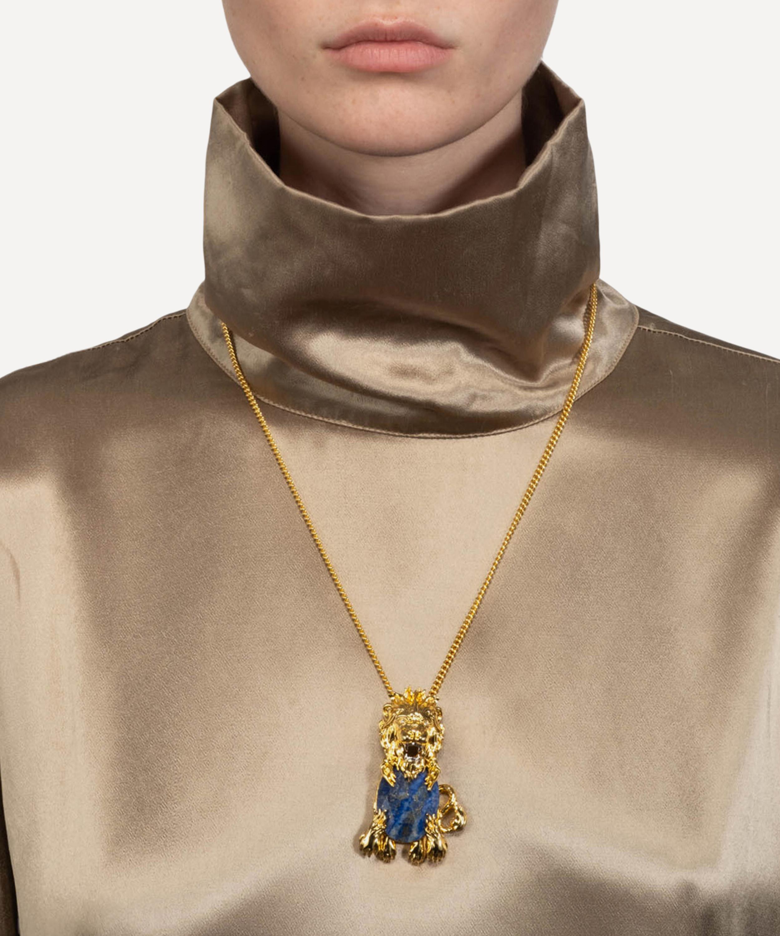 Alexis Bittar - 14ct Gold-Plated Lion Lapis Pendant Necklace image number 1