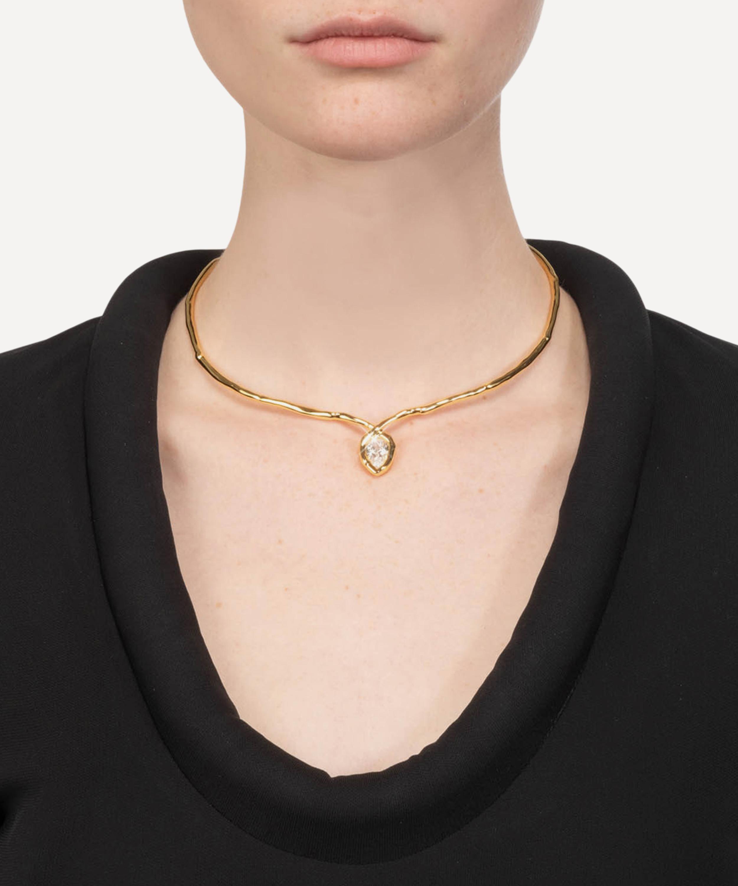 Alexis Bittar - 14ct Gold-Plated Asterales Floating Cubic Zirconia Collar Necklace image number 1
