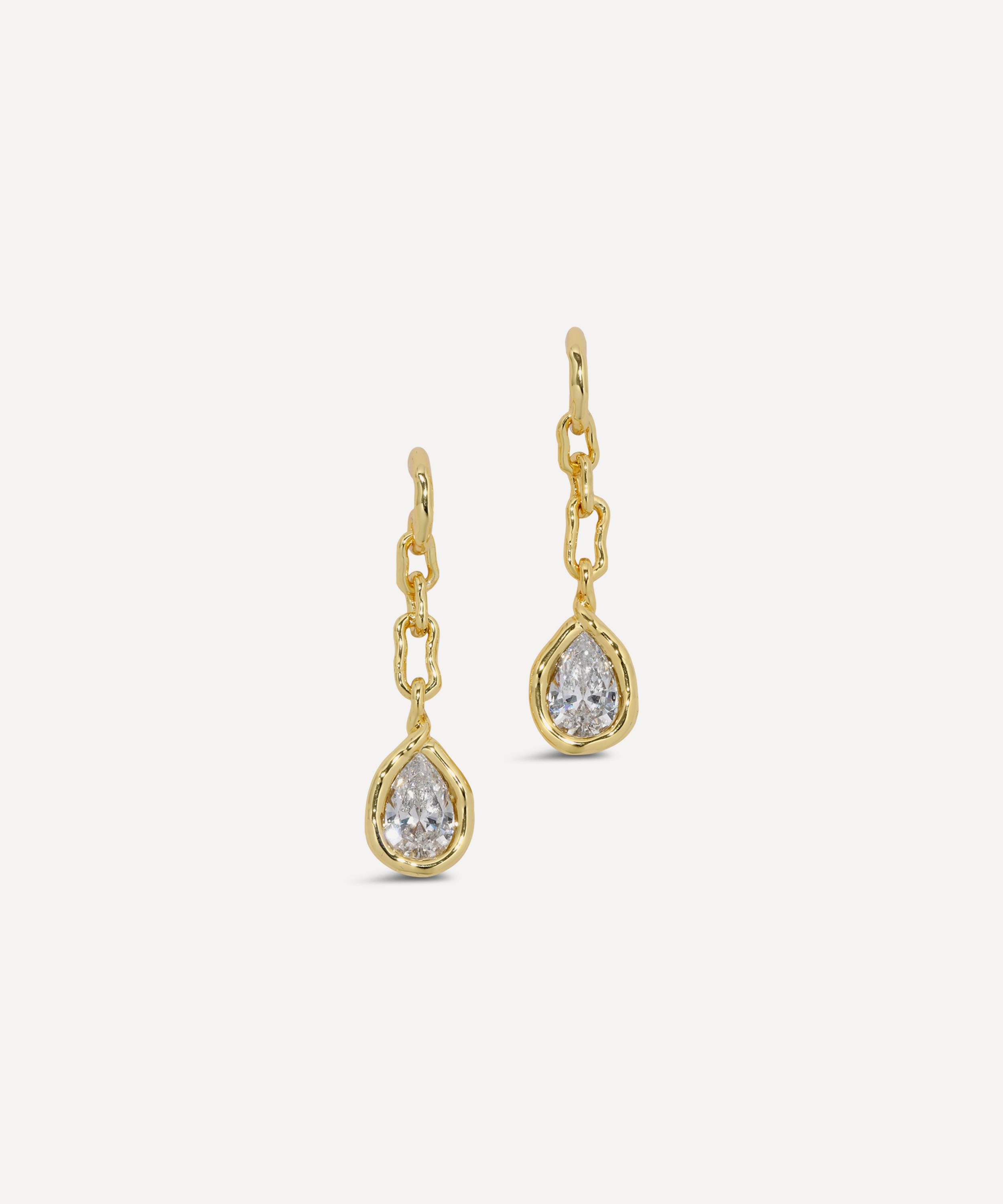 Alexis Bittar - 14ct Gold-Plated Asterales Link Pear Cubic Zirconia Drop Earrings