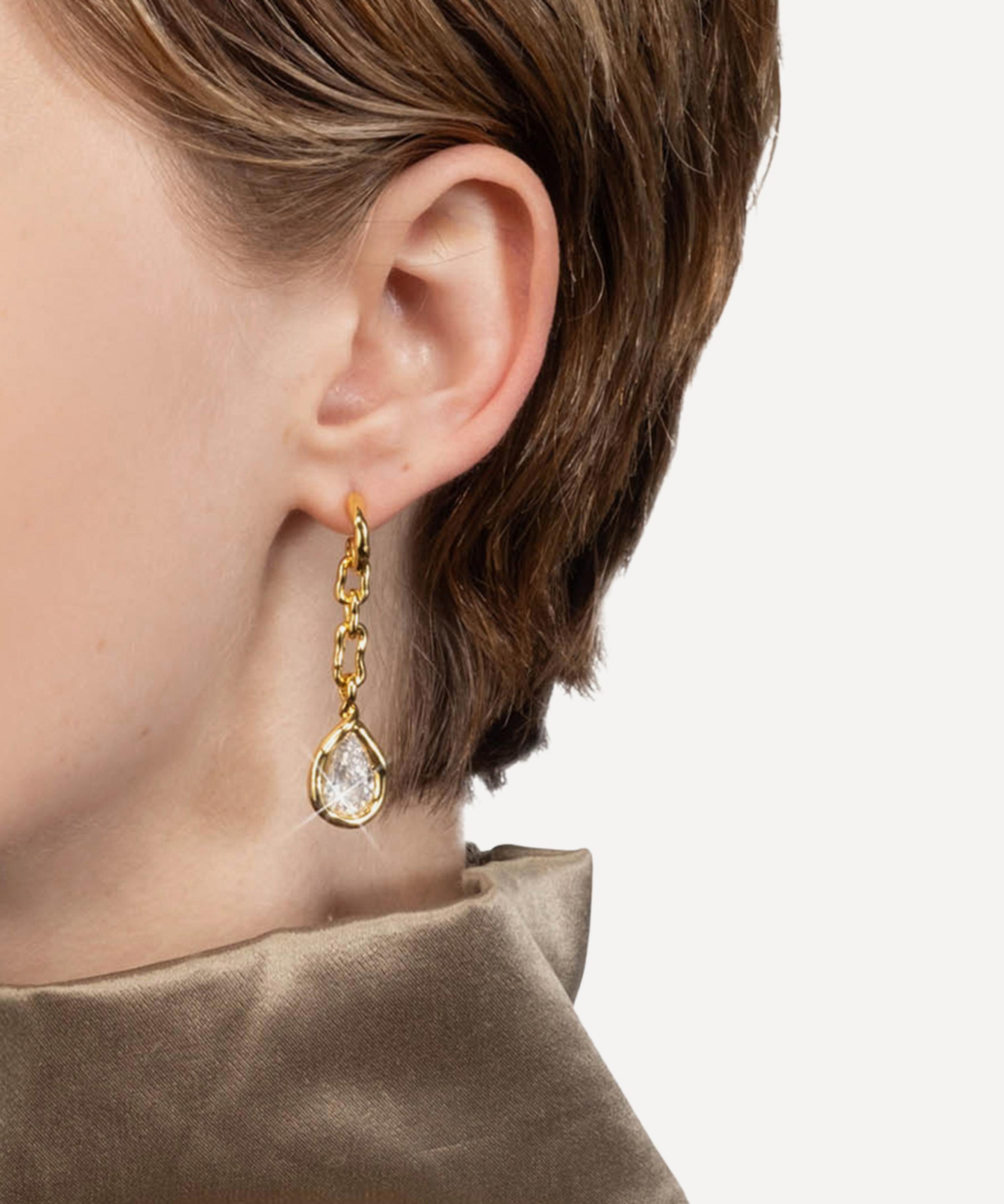 Alexis Bittar - 14ct Gold-Plated Asterales Link Pear Cubic Zirconia Drop Earrings image number 1