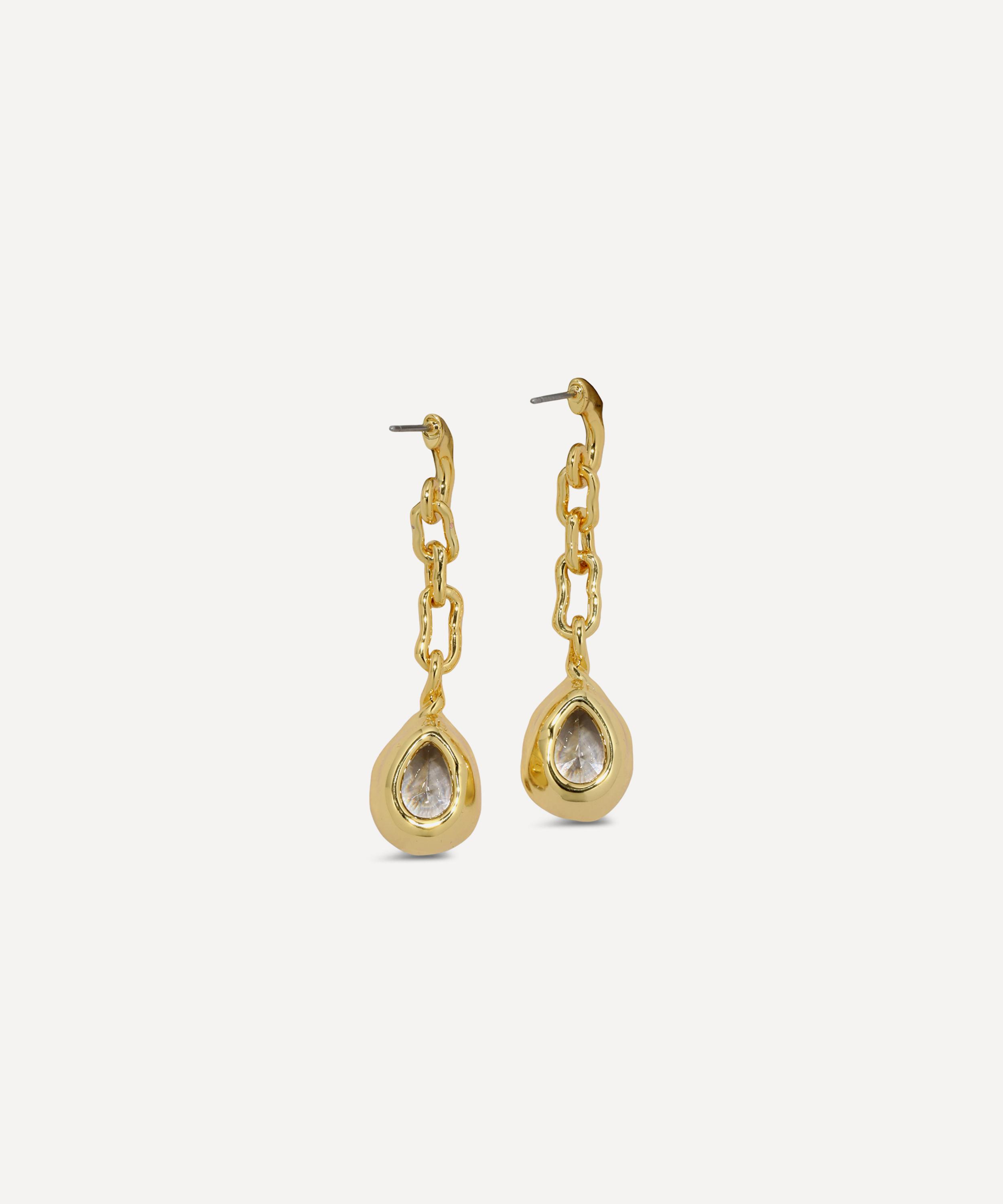 Alexis Bittar - 14ct Gold-Plated Asterales Link Pear Cubic Zirconia Drop Earrings image number 2