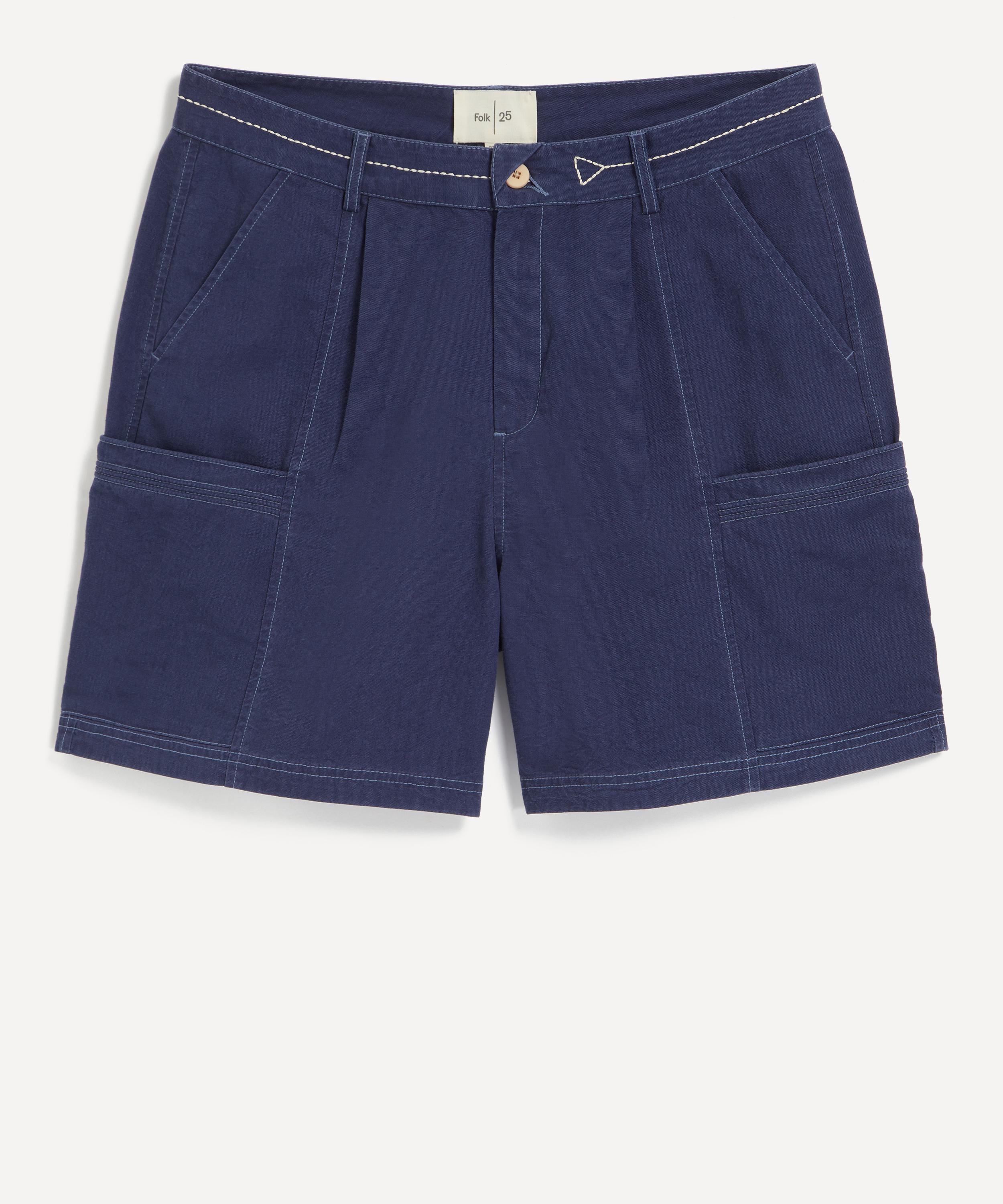 Folk - Lunar Ink Blue Crinkle Canvas Shorts image number 0