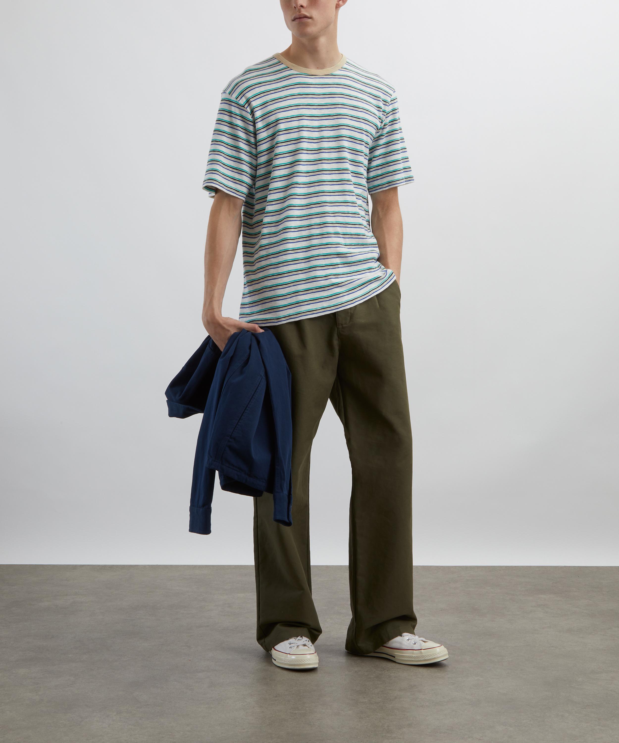 Folk - Short Sleeve Ecru Mix Multistripe T-Shirt image number 1