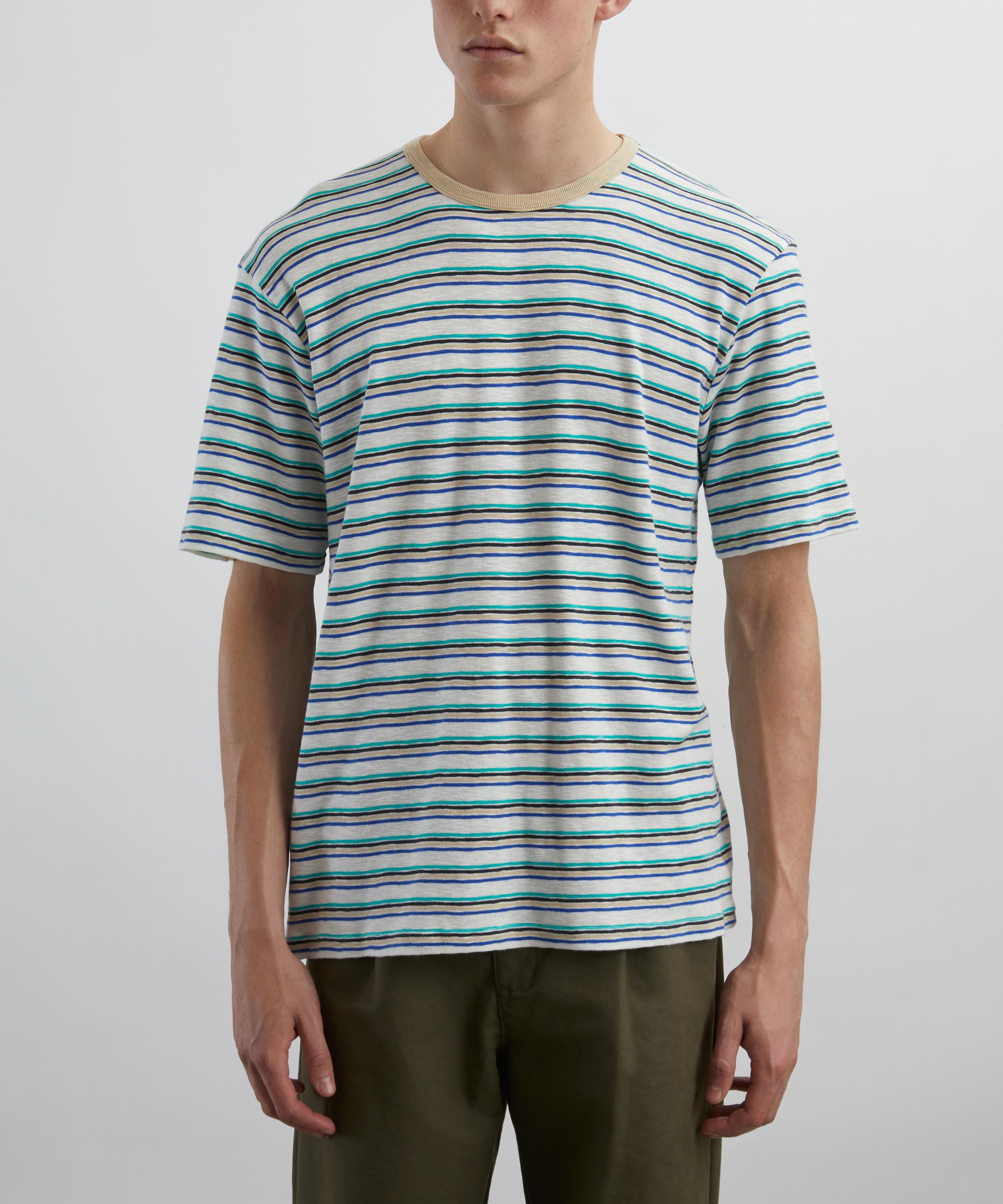 Folk - Short Sleeve Ecru Mix Multistripe T-Shirt image number 2