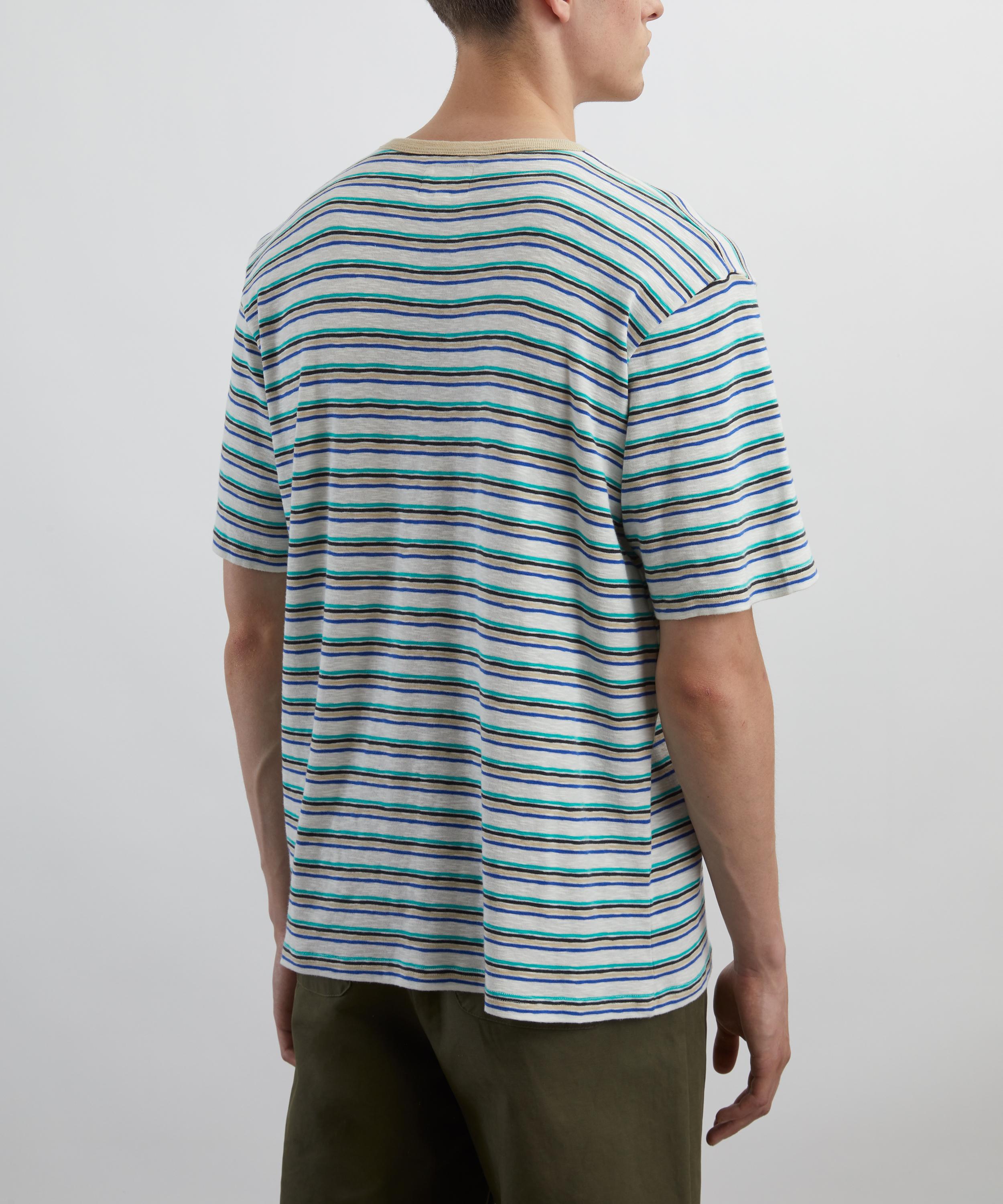 Folk - Short Sleeve Ecru Mix Multistripe T-Shirt image number 3