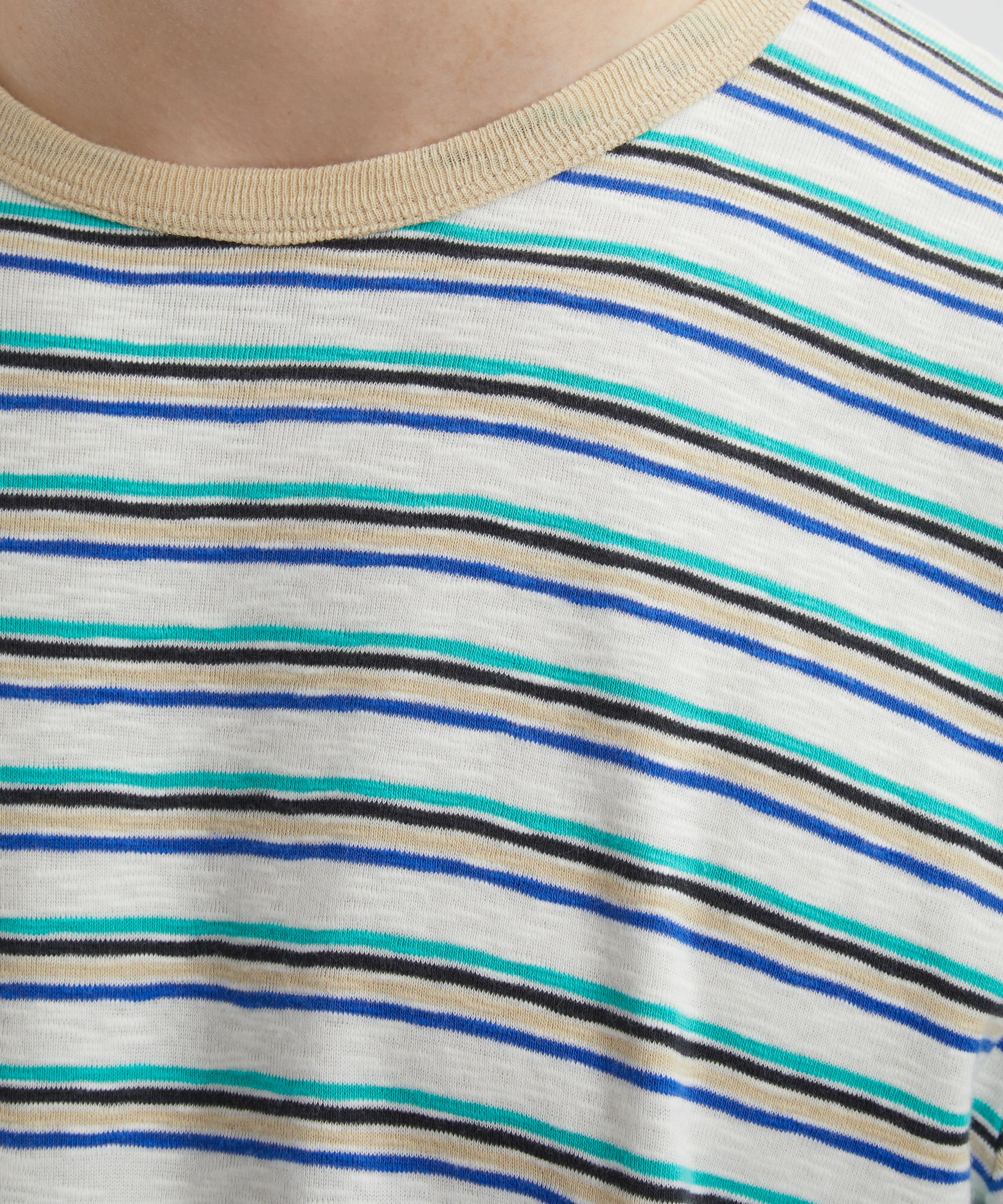 Folk - Short Sleeve Ecru Mix Multistripe T-Shirt image number 4
