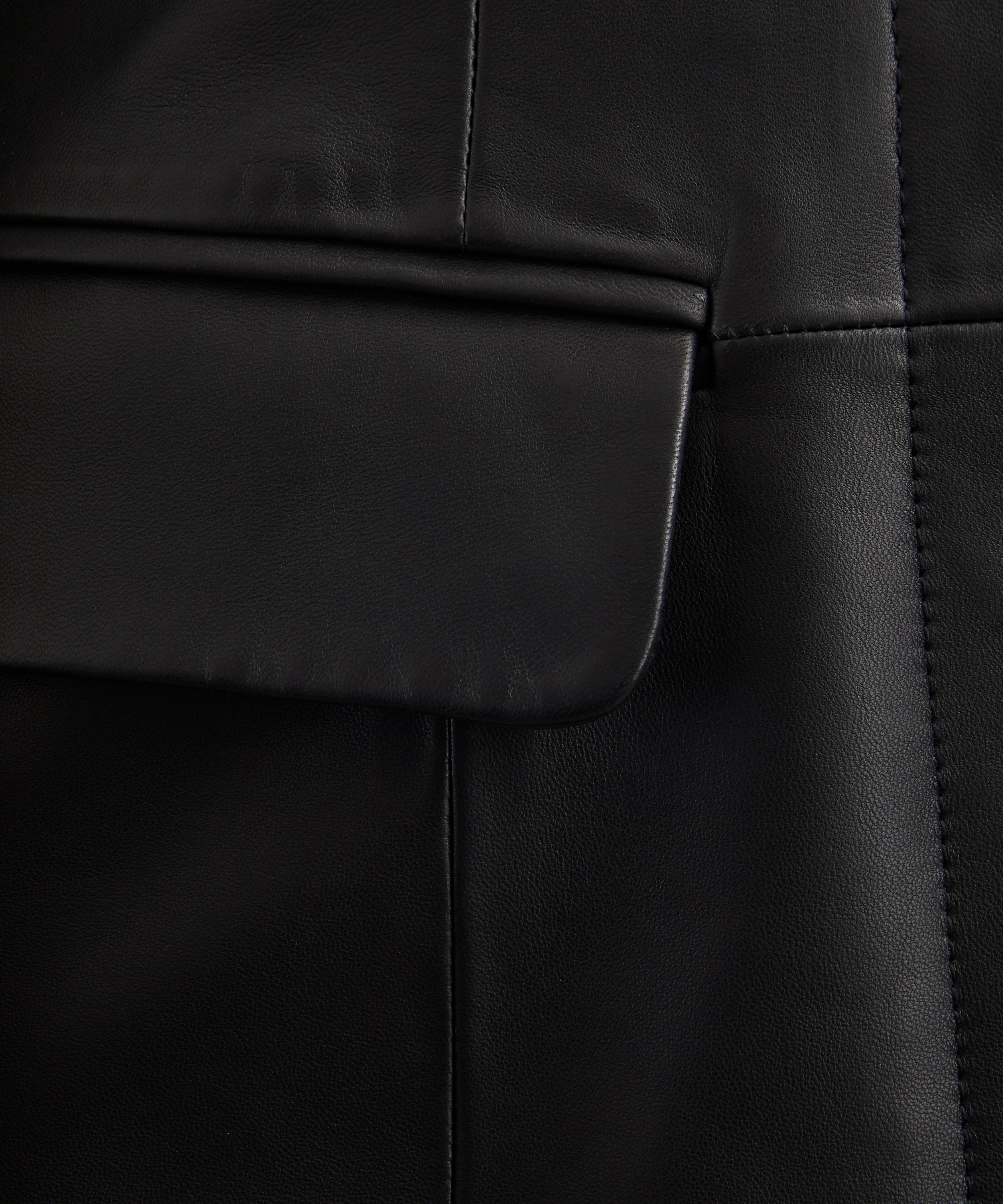 Toteme - Black Collarless Leather Jacket image number 4
