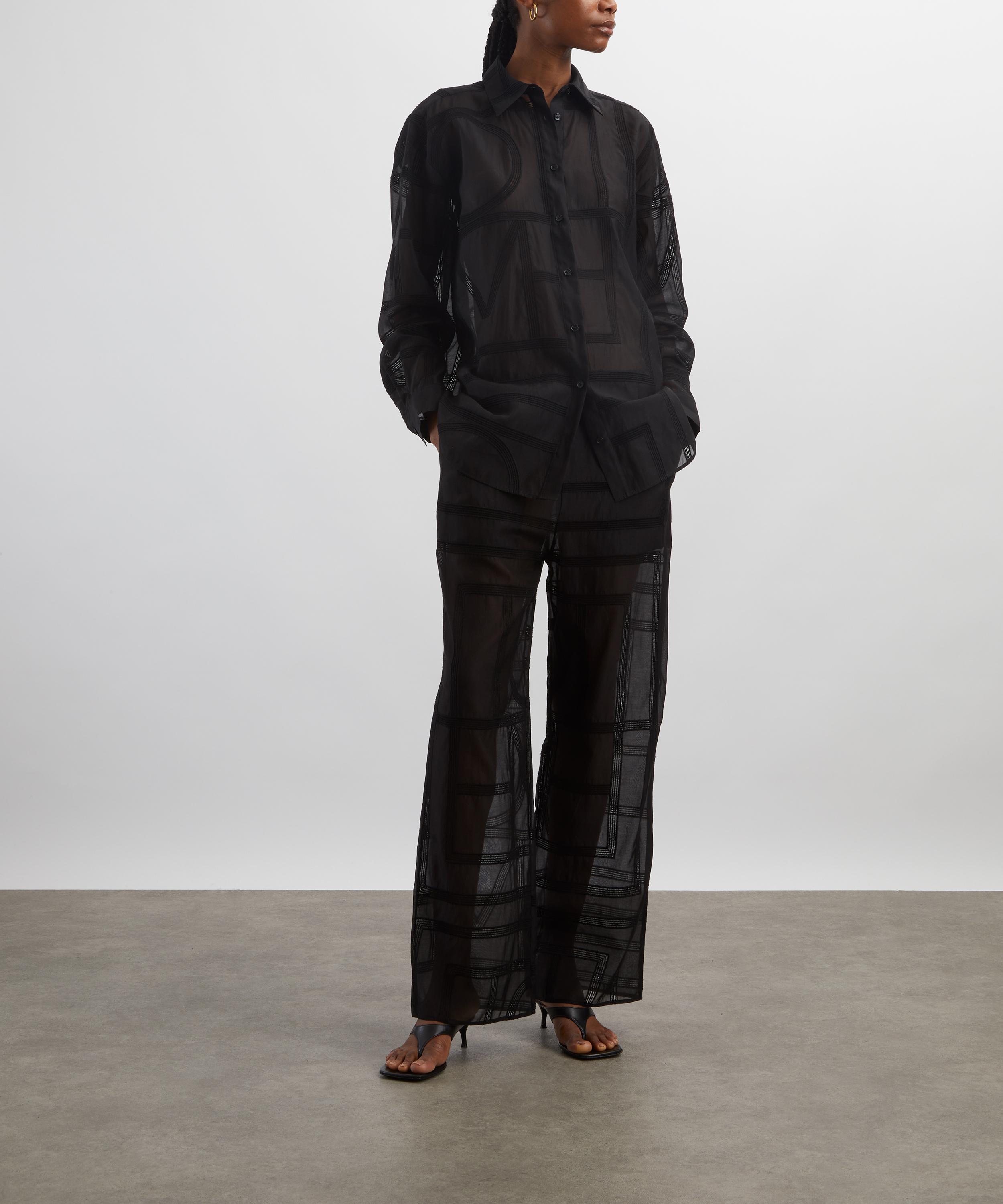 Toteme - Black Monogram Crochet PJ Bottoms image number 1