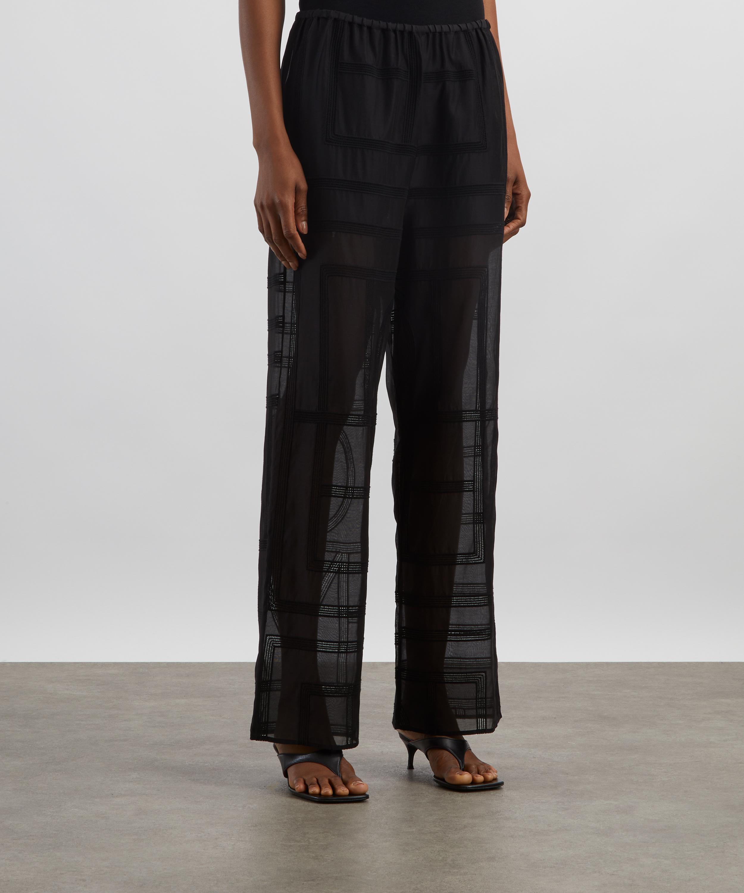 Toteme - Black Monogram Crochet PJ Bottoms image number 2
