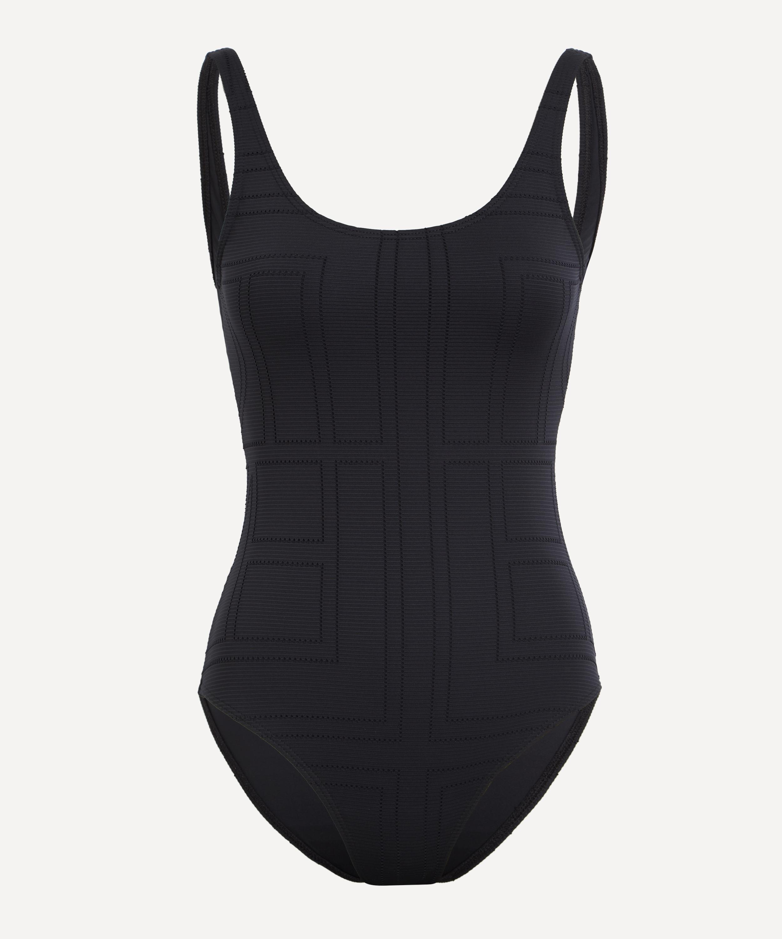 Toteme - Black Monogram Pointelle Swimsuit image number 0