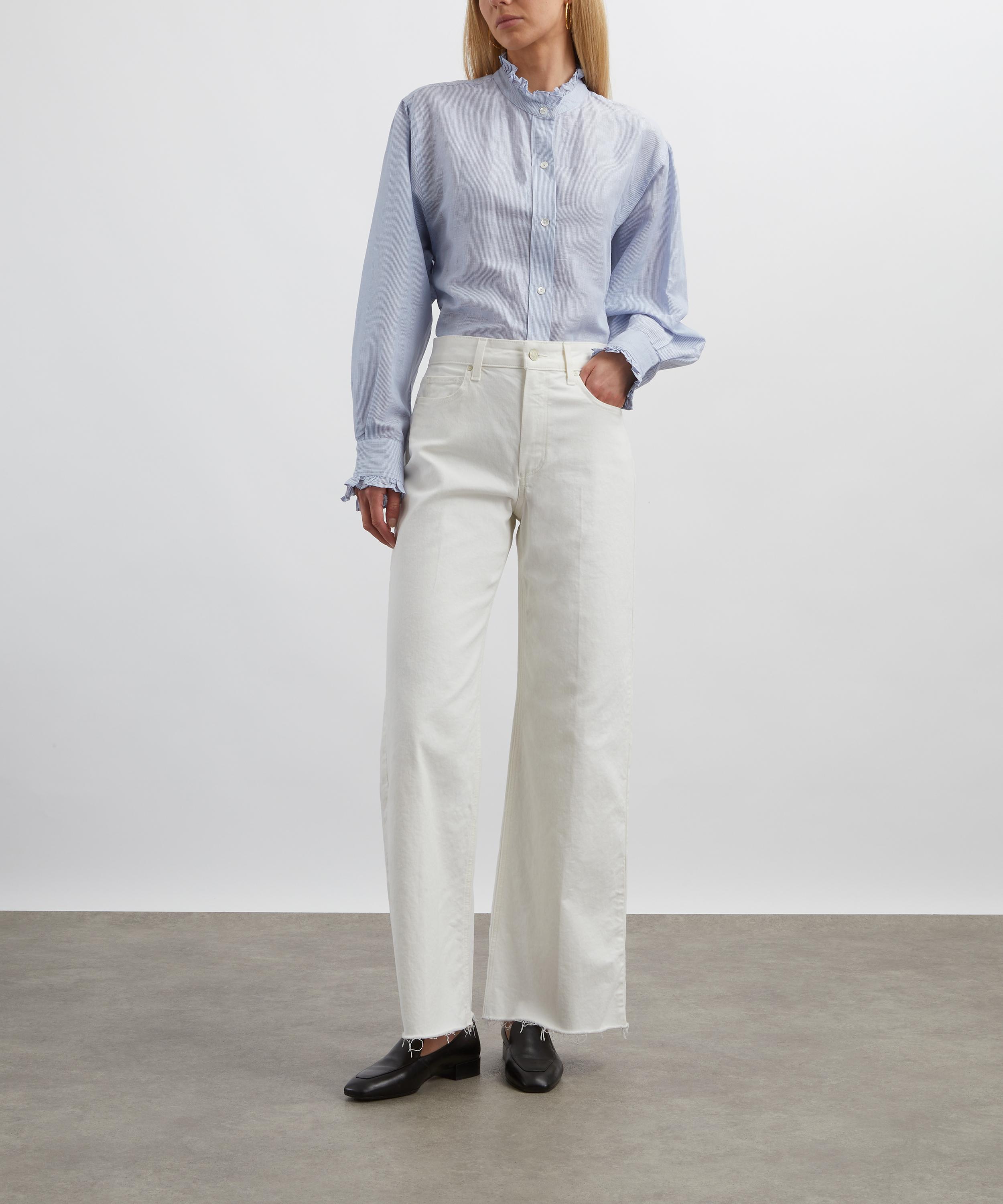 Mondo Corsini - Jo Blue-White Pinstripe Linen Weave Blouse image number 1