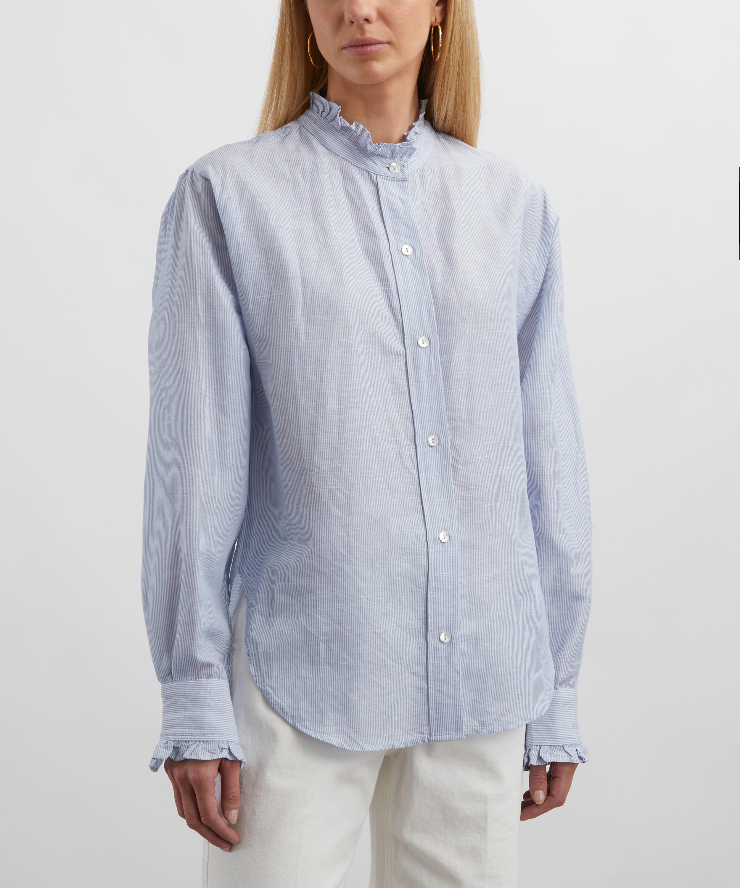 Mondo Corsini - Jo Blue-White Pinstripe Linen Weave Blouse image number 2