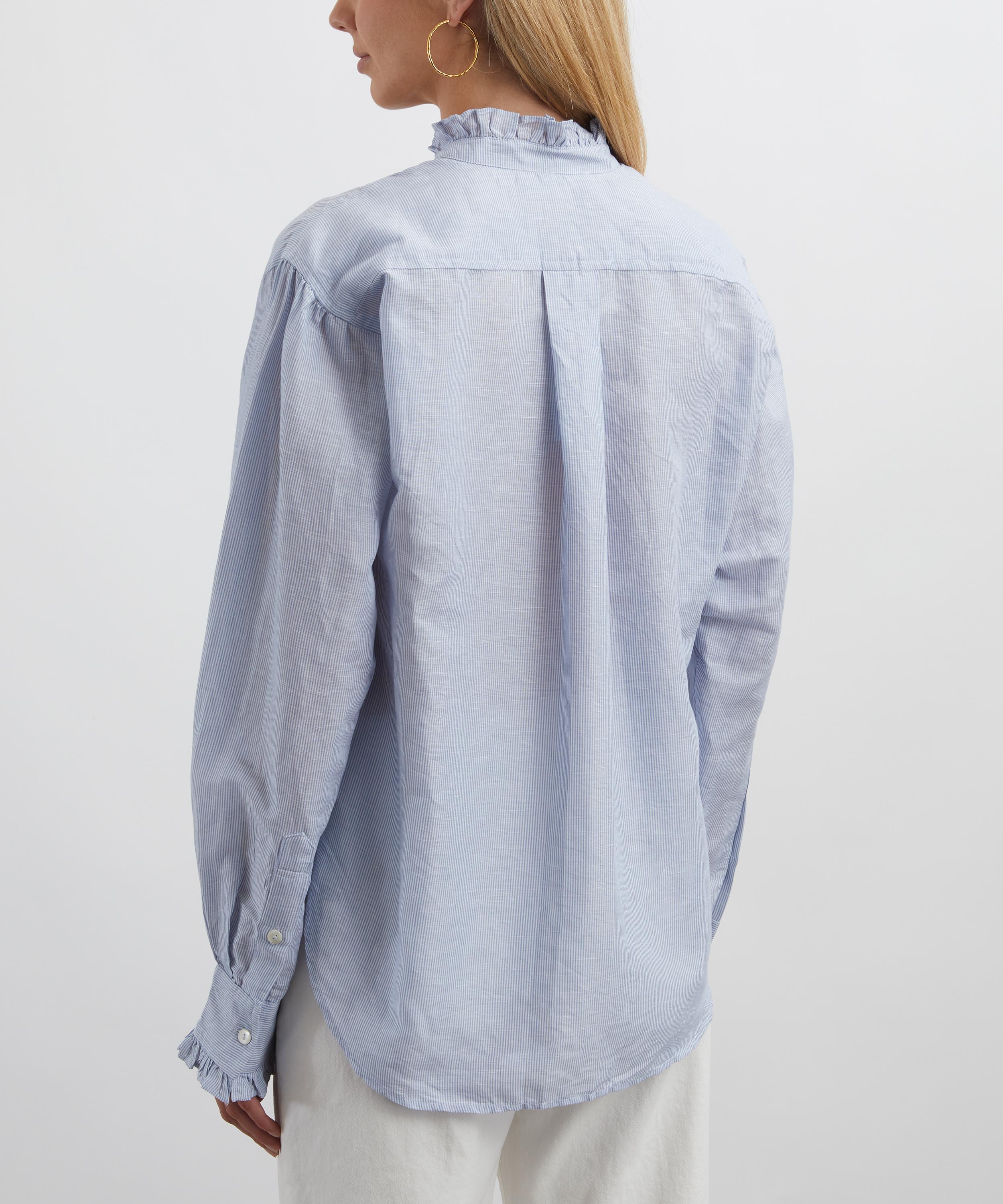 Mondo Corsini - Jo Blue-White Pinstripe Linen Weave Blouse image number 3