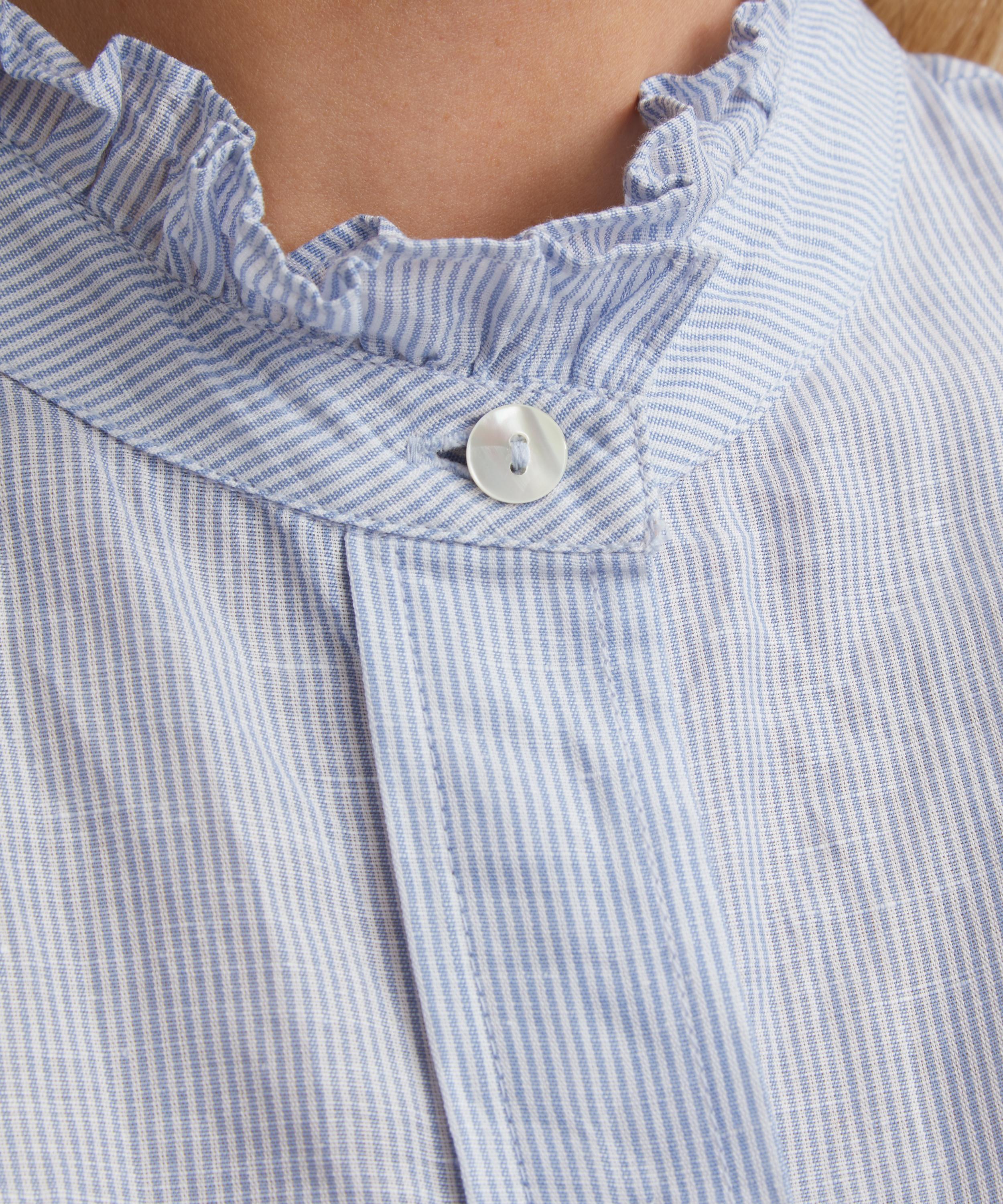 Mondo Corsini - Jo Blue-White Pinstripe Linen Weave Blouse image number 4