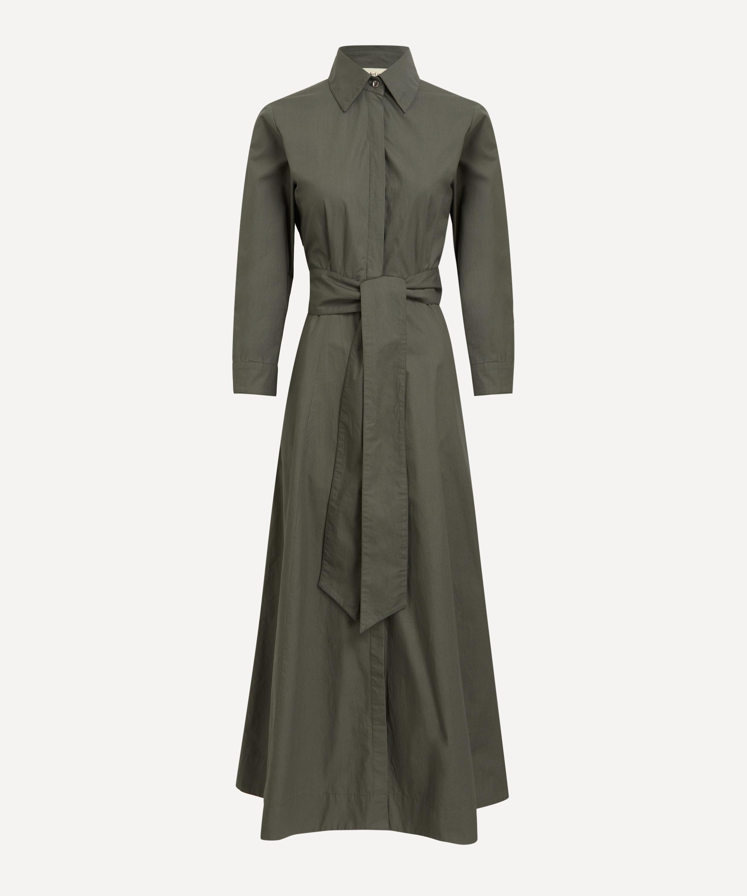 Mondo Corsini - Cervo Dark Khaki Cotton Poplin Shirt Dress