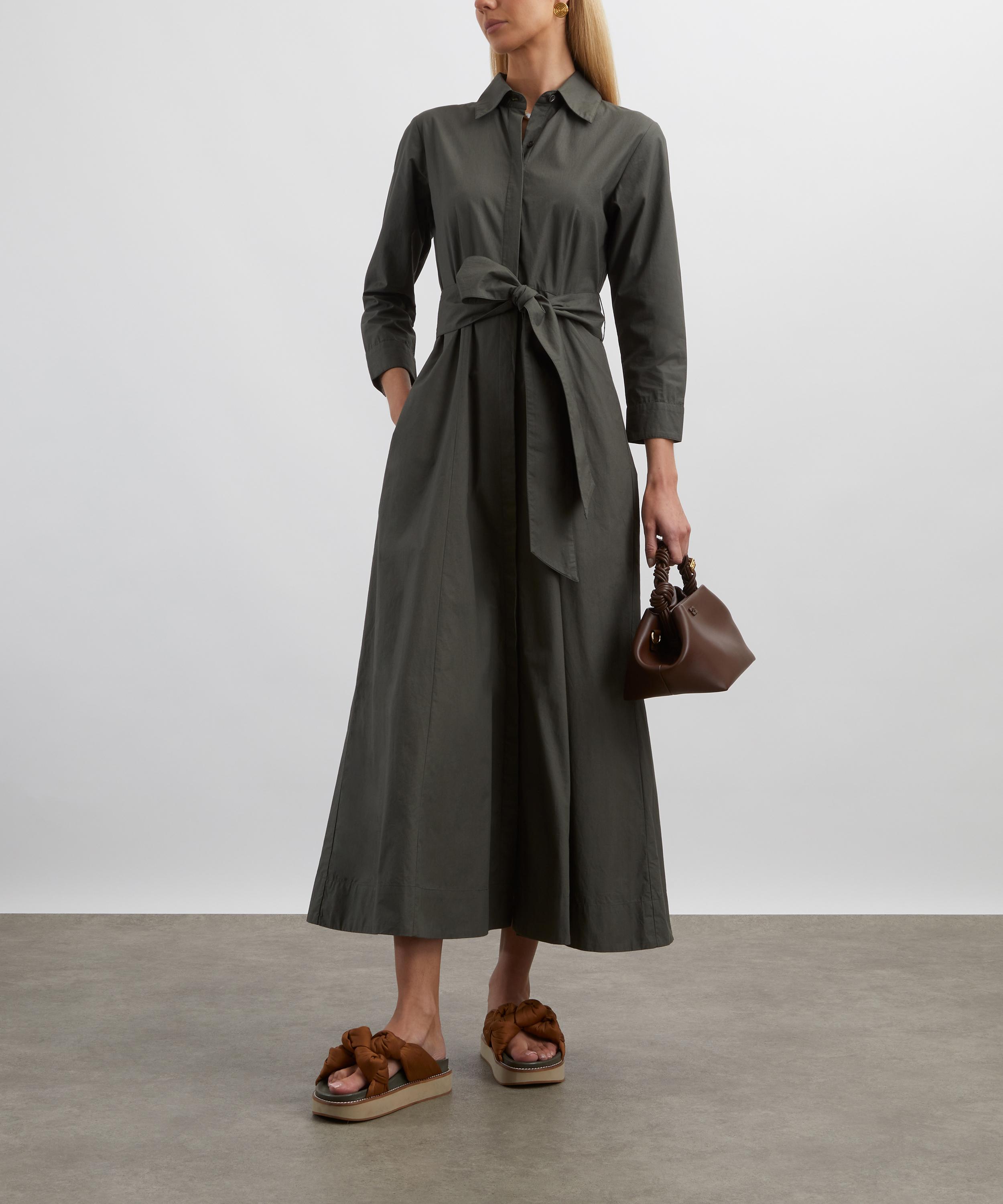 Mondo Corsini - Cervo Dark Khaki Cotton Poplin Shirt Dress image number 1