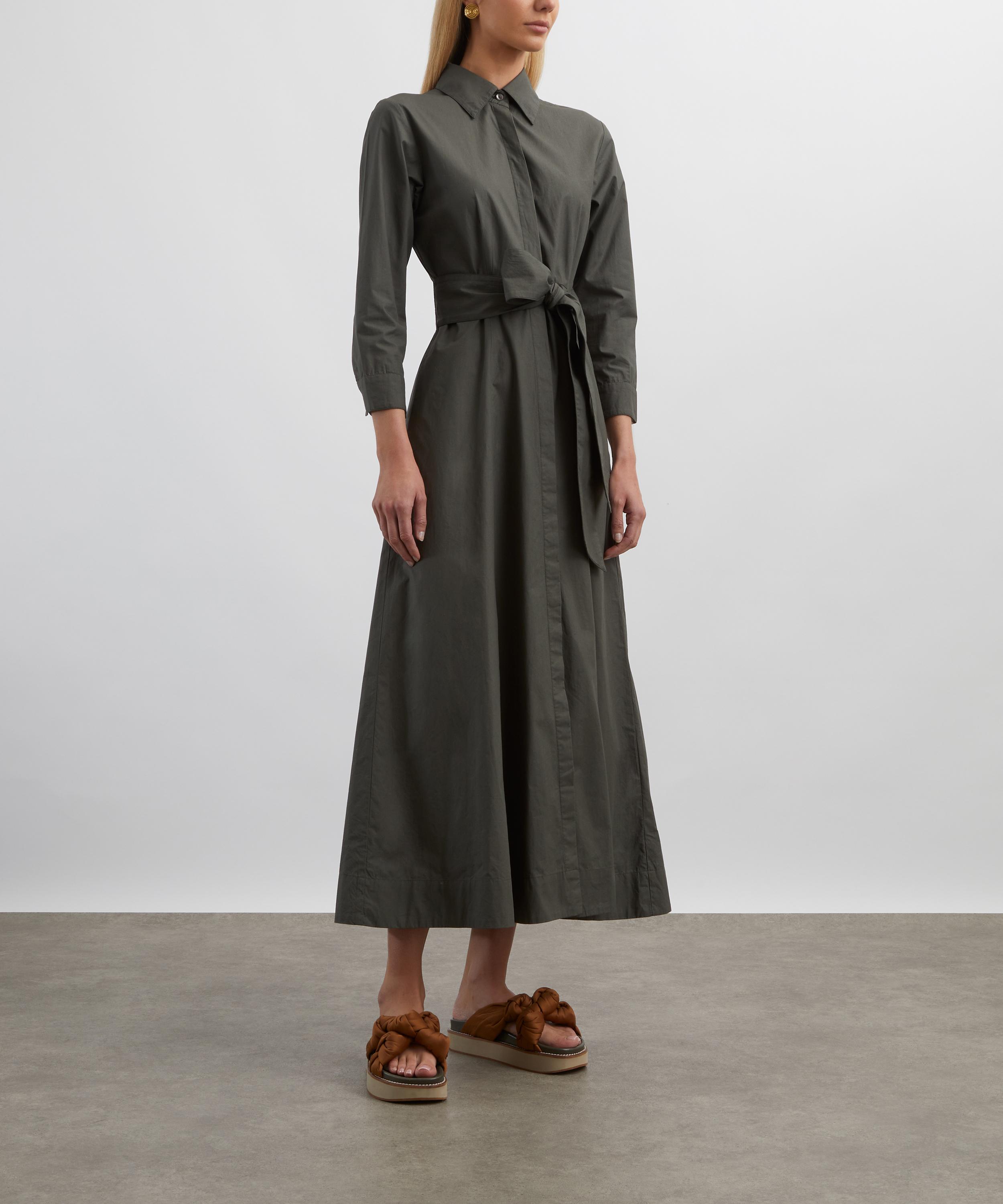 Mondo Corsini - Cervo Dark Khaki Cotton Poplin Shirt Dress image number 2