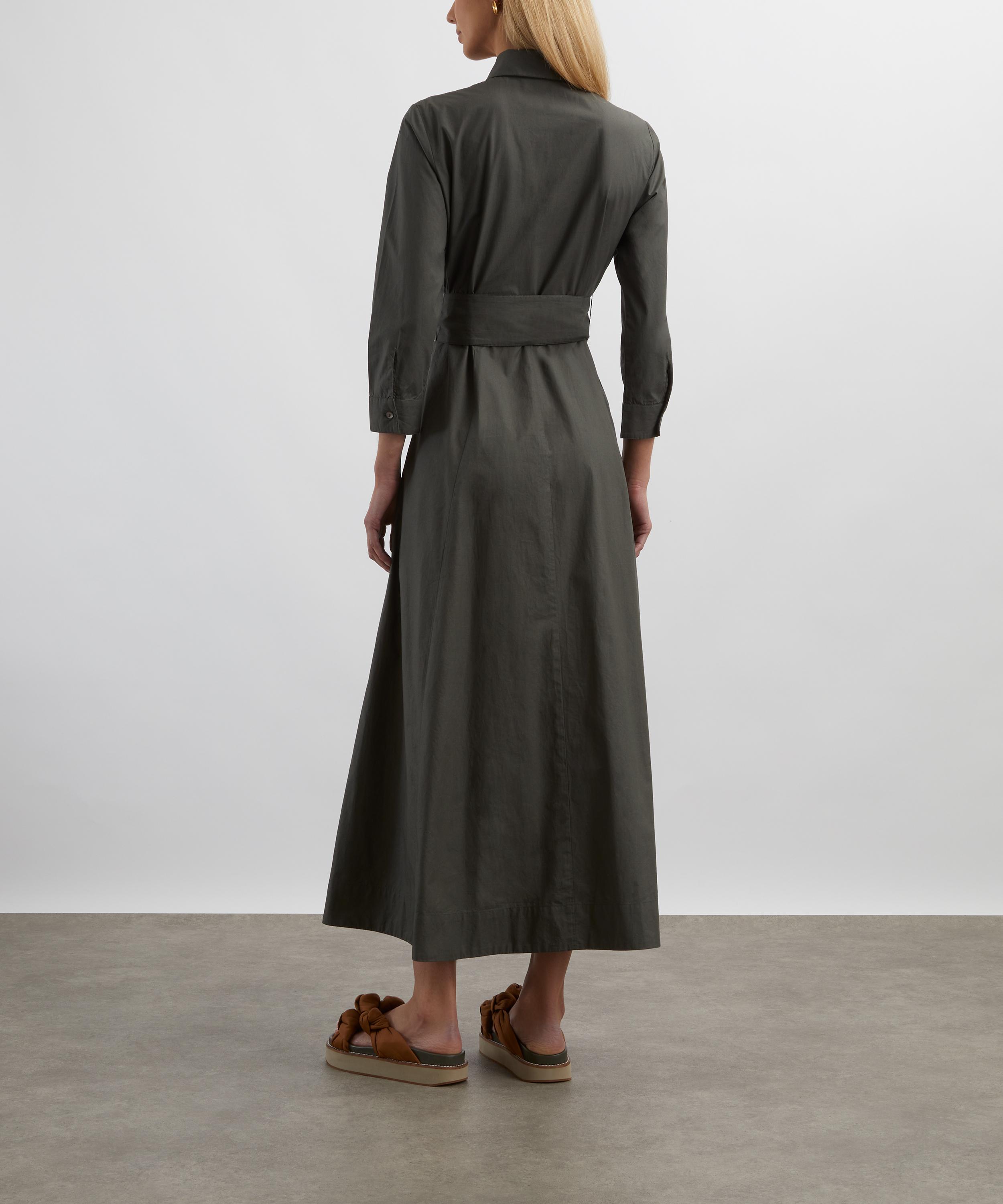 Mondo Corsini - Cervo Dark Khaki Cotton Poplin Shirt Dress image number 3