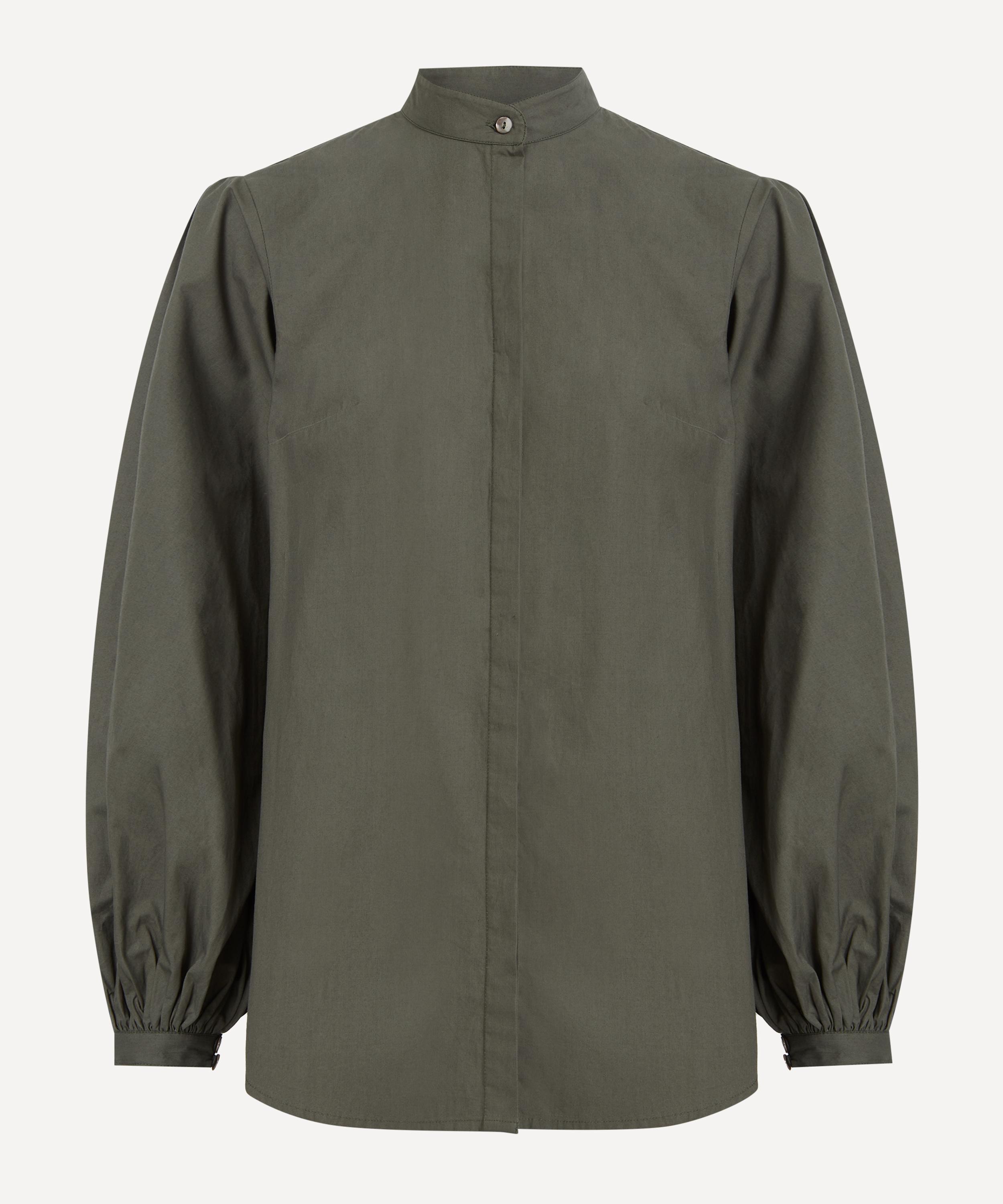 Mondo Corsini - Maia Dark Khaki Cotton Poplin Blouse