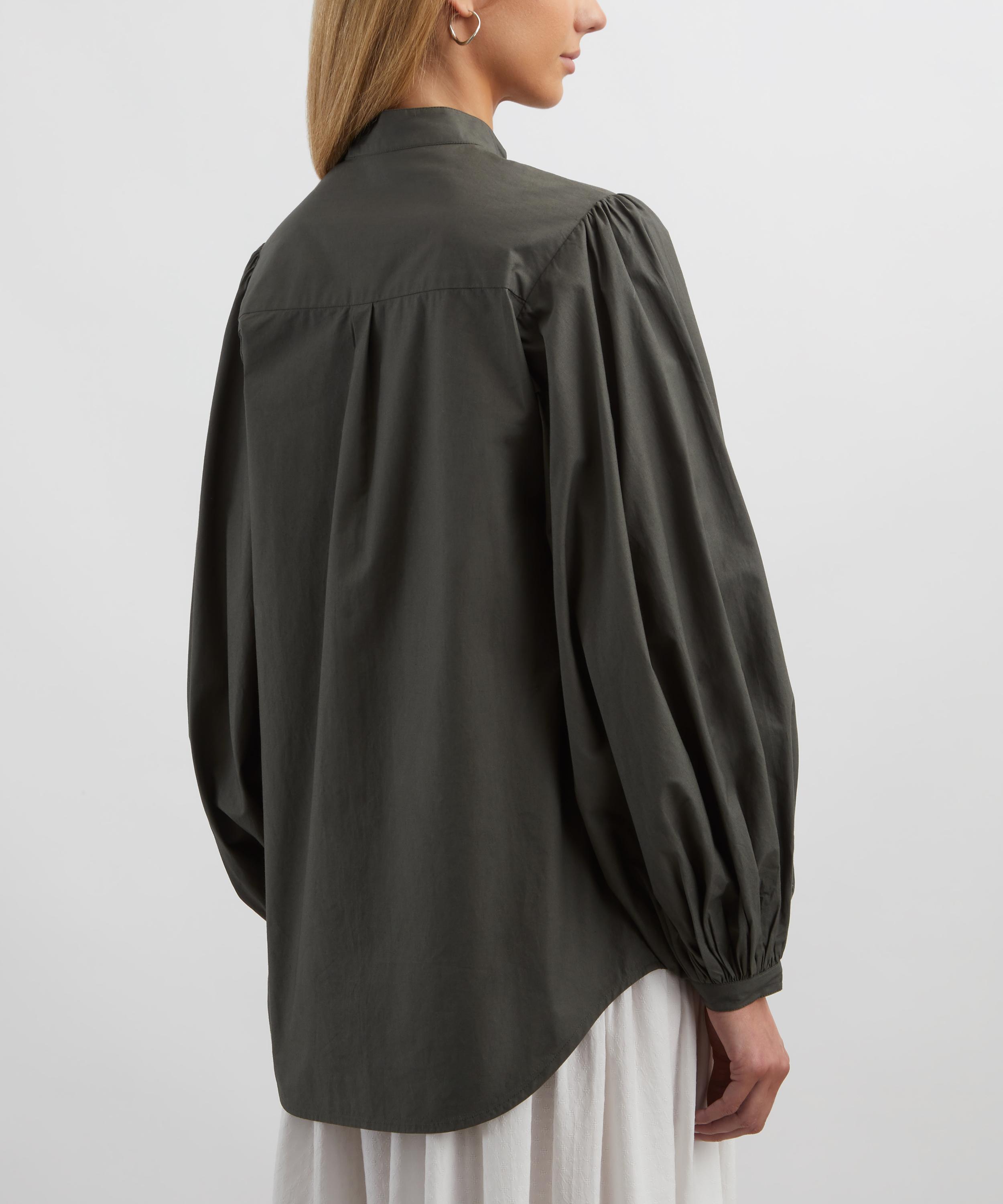 Mondo Corsini - Maia Dark Khaki Cotton Poplin Blouse image number 3