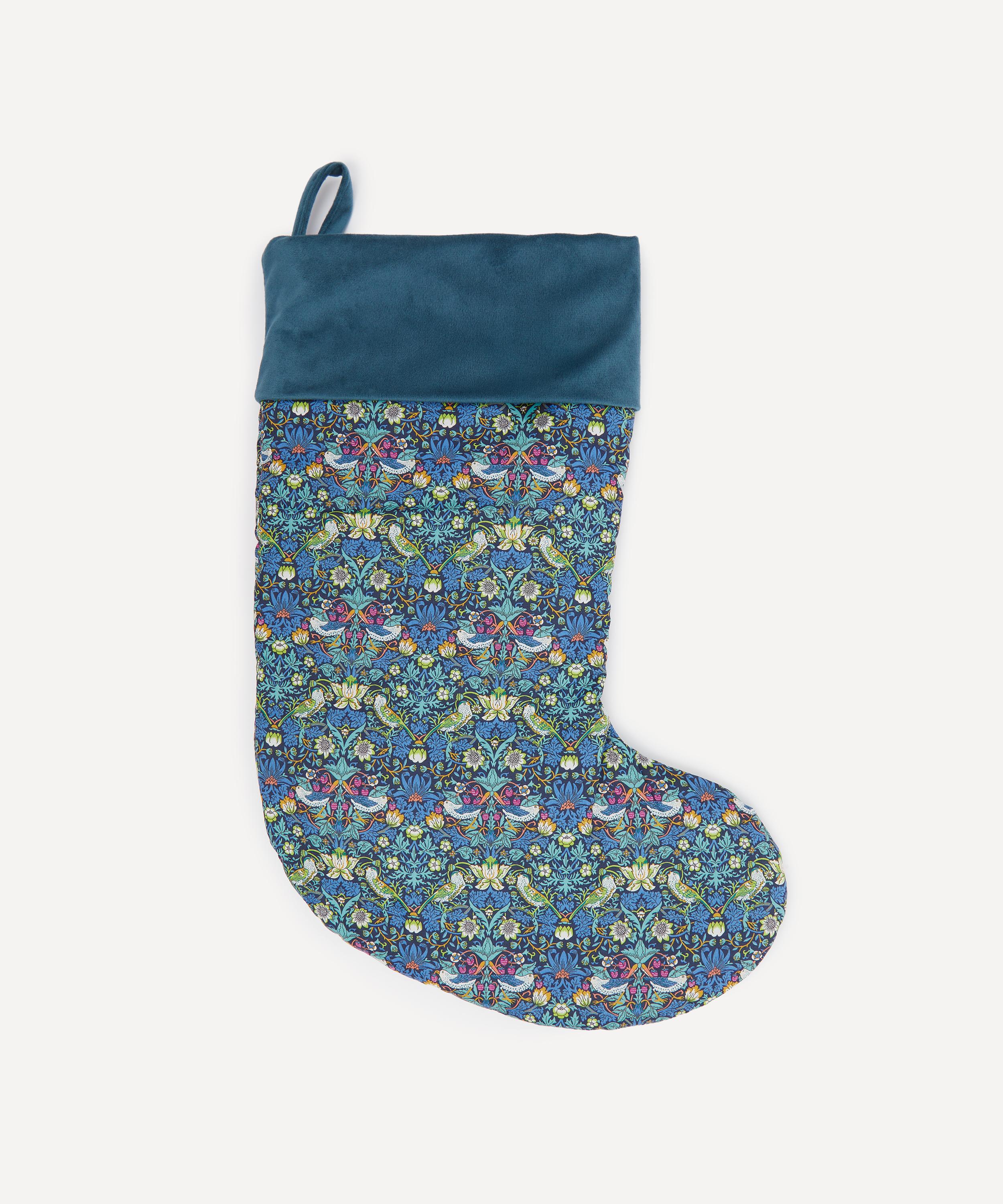 Christmas - Strawberry Thief with Peacock Cotton Christmas Stocking image number 1
