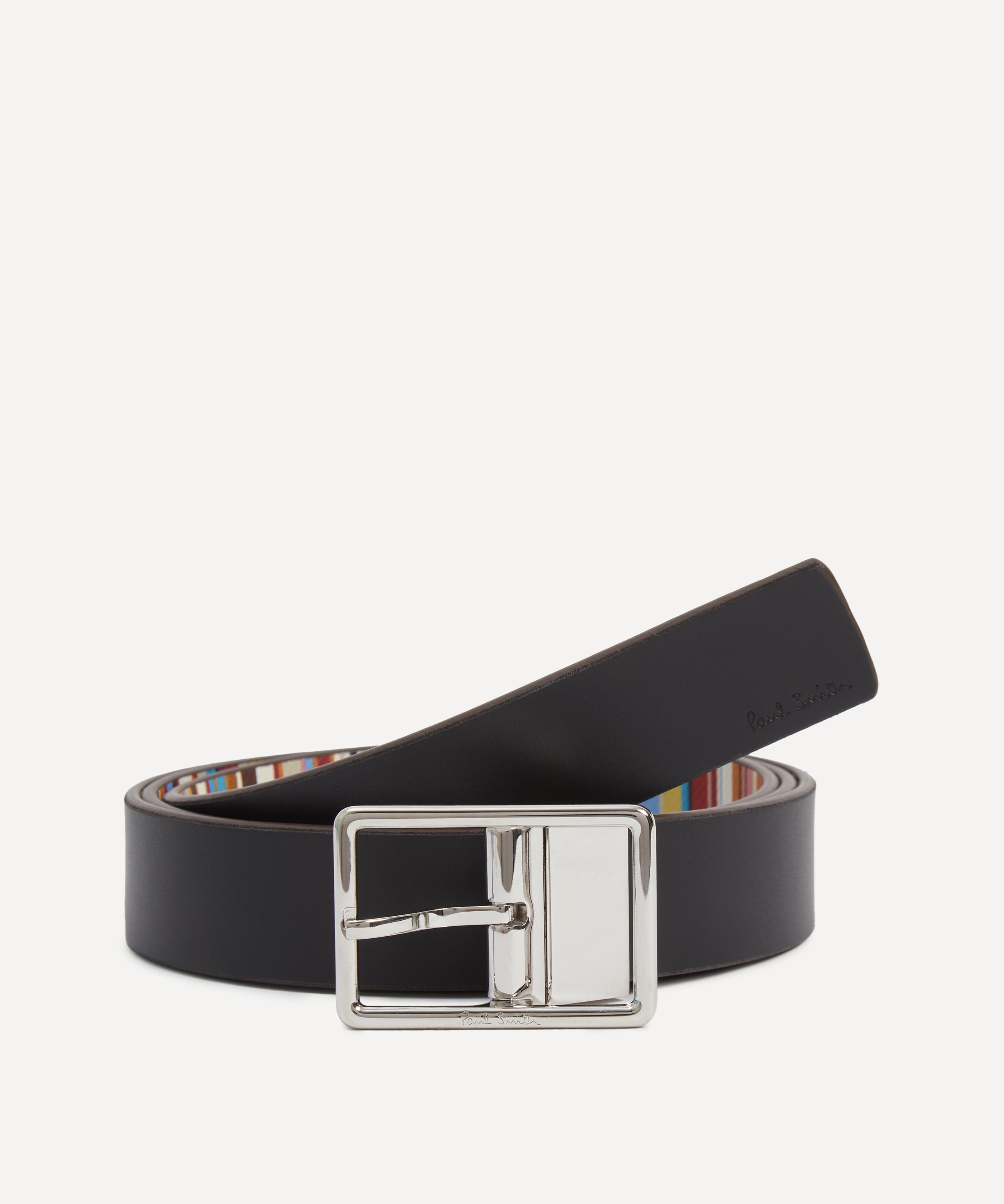 Paul Smith - Black Leather Reversible Signature Stripe Belt