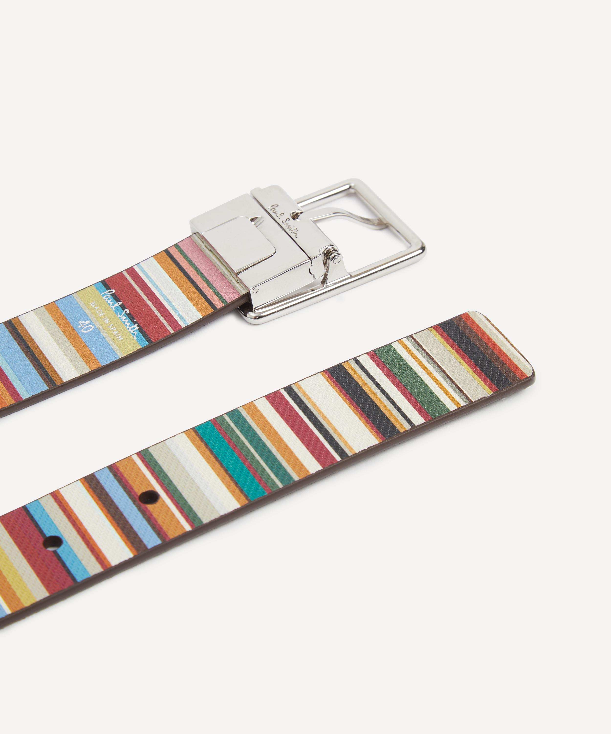 Paul Smith - Black Leather Reversible Signature Stripe Belt image number 1