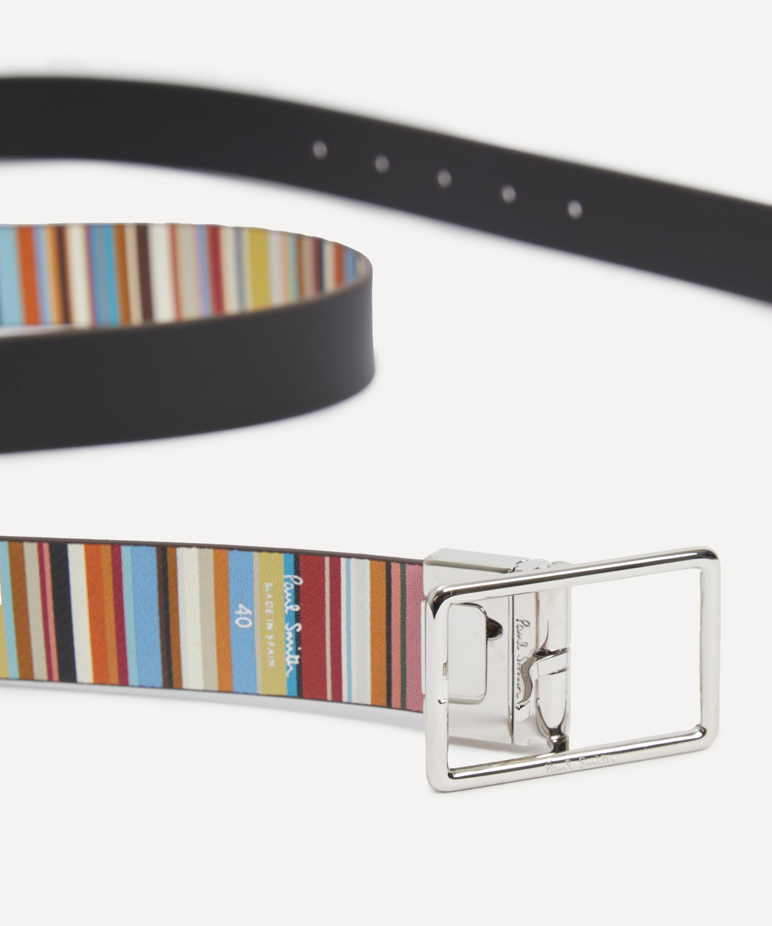 Paul Smith - Black Leather Reversible Signature Stripe Belt image number 3