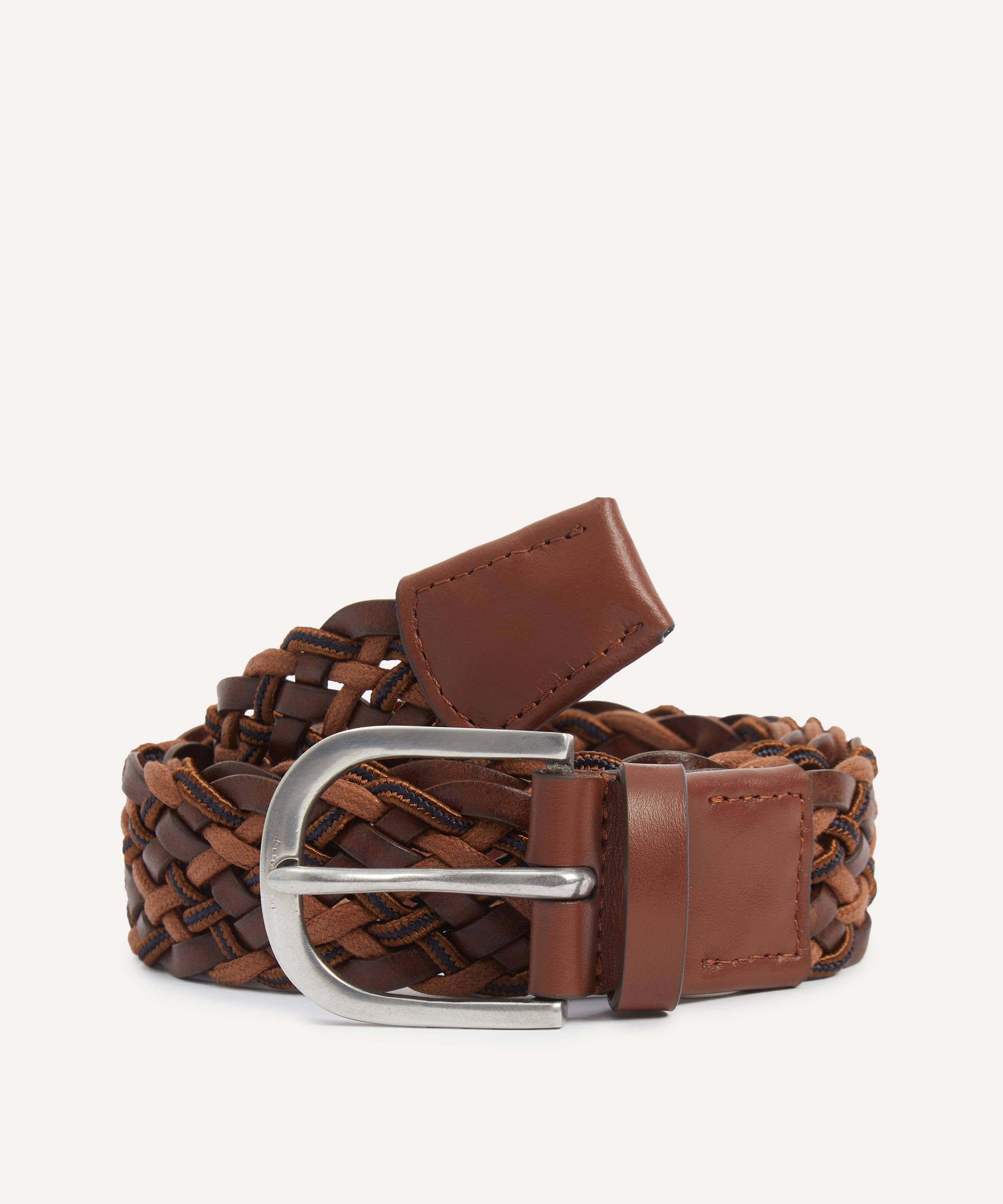 Paul Smith - Dark Brown Leather Mixed Weave Belt image number 0
