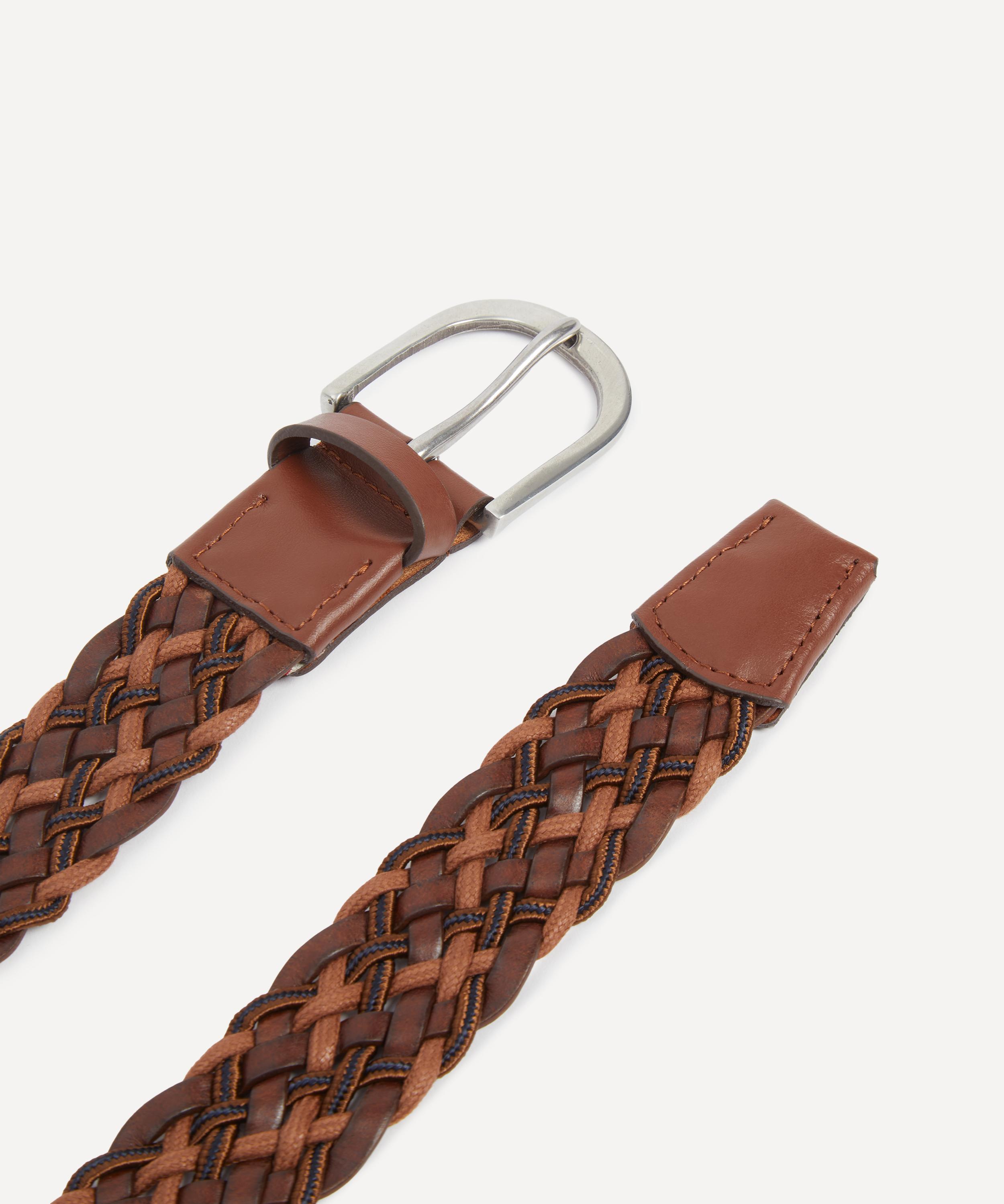 Paul Smith - Dark Brown Leather Mixed Weave Belt image number 1