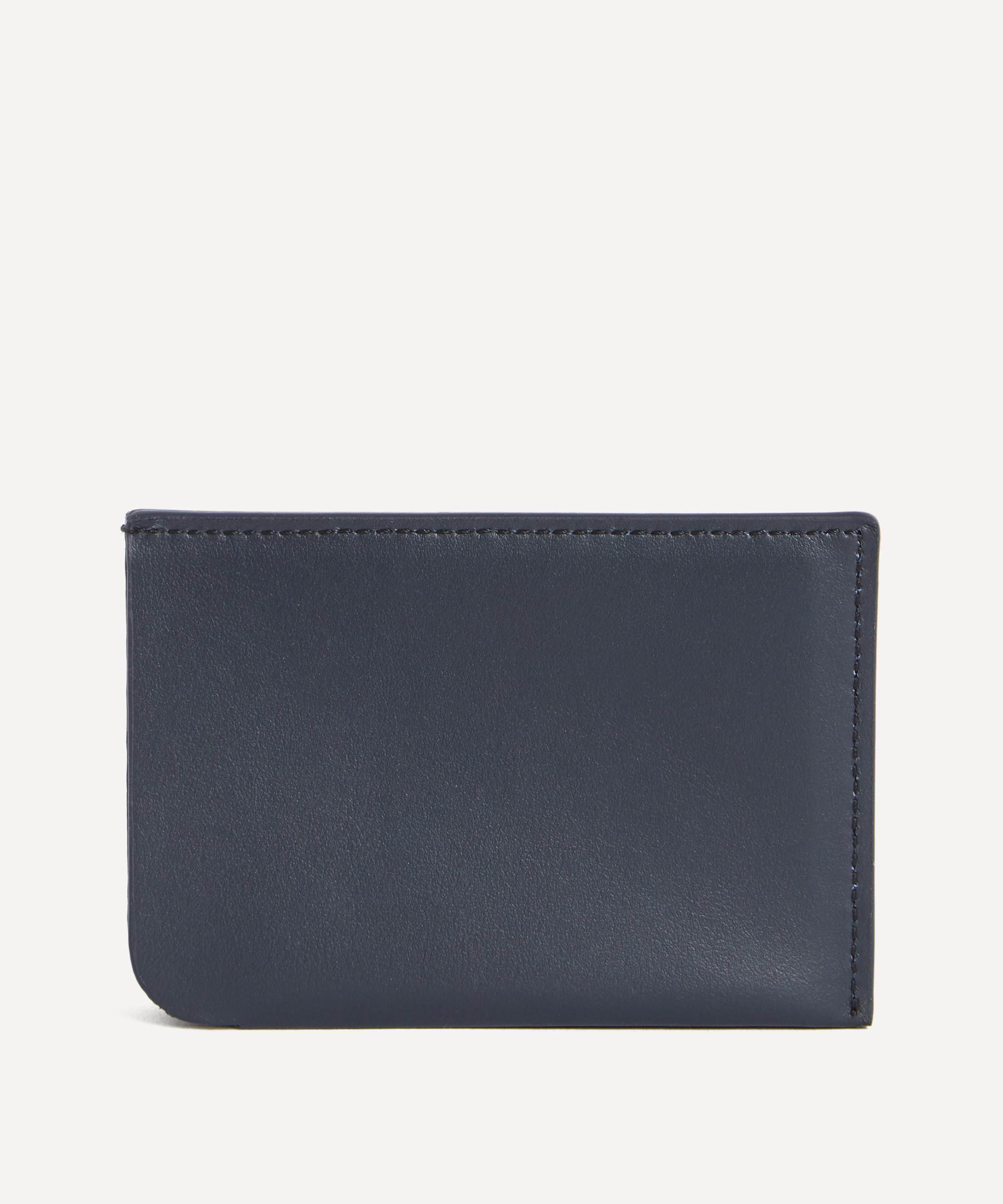 Paul Smith - Navy Woven Leather Signature Stripe Double Card Holder image number 2