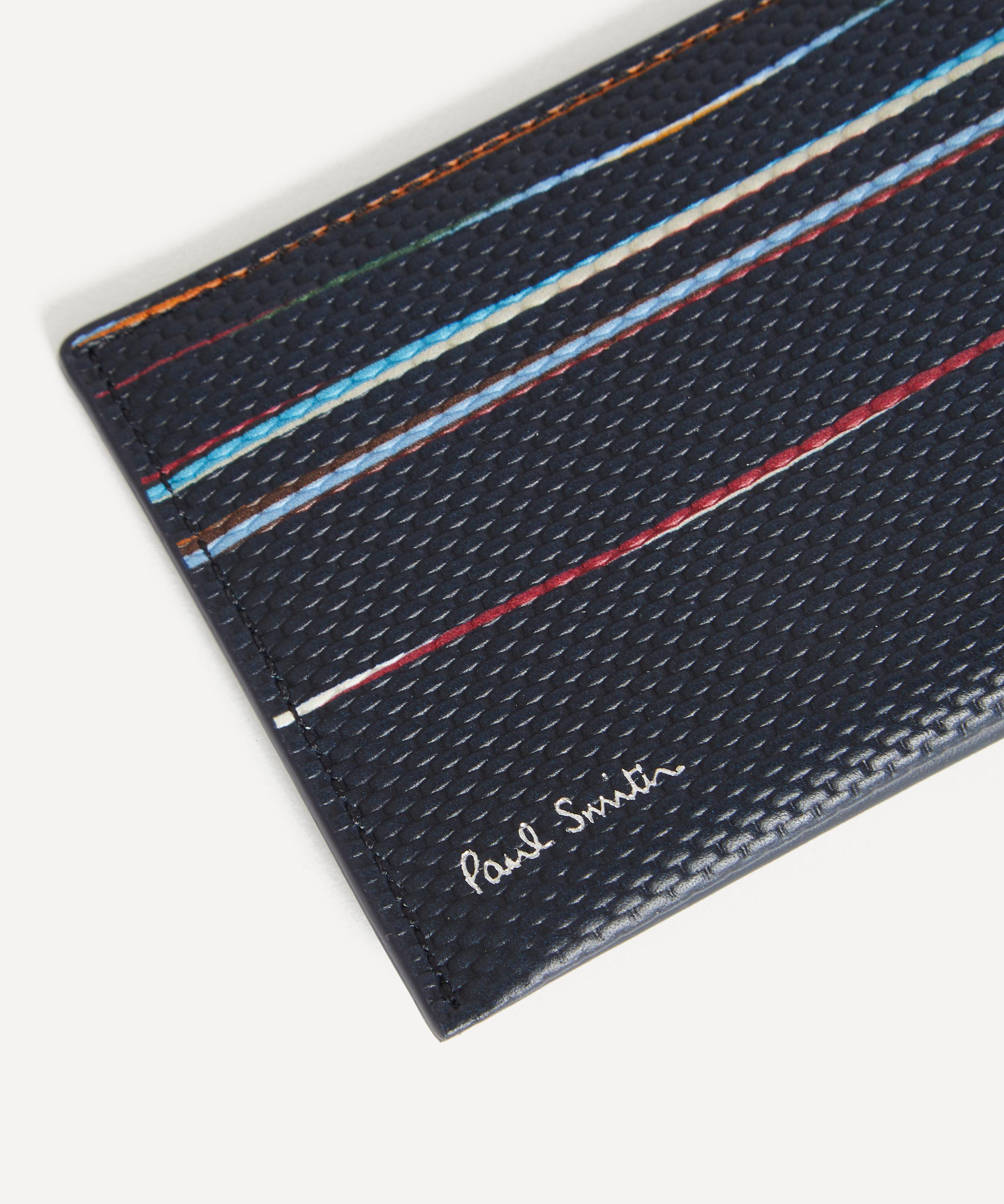 Paul Smith - Navy Woven Leather Signature Stripe Double Card Holder image number 3