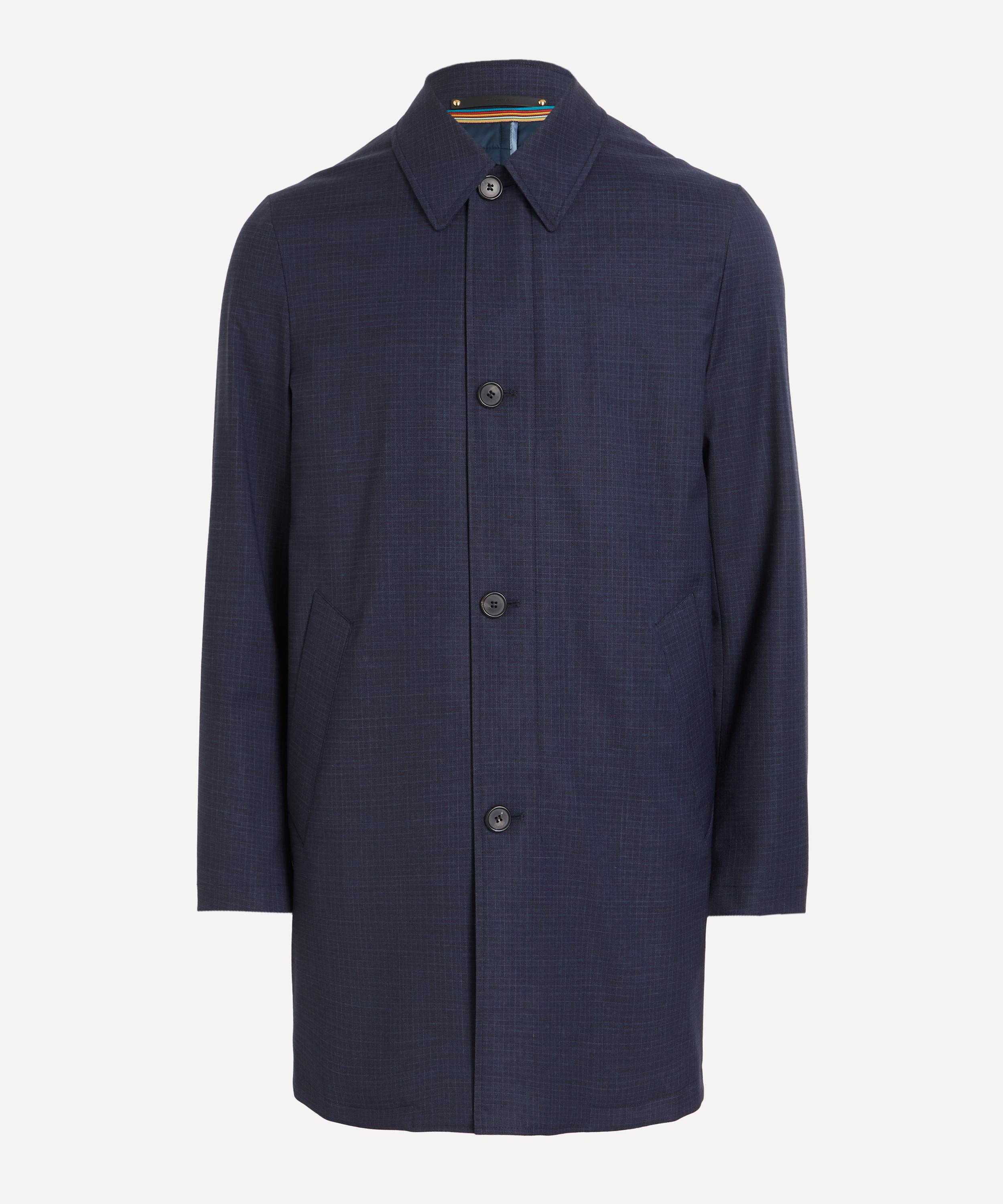Paul Smith - Navy Plaid Mac Coat with Gilet image number 0