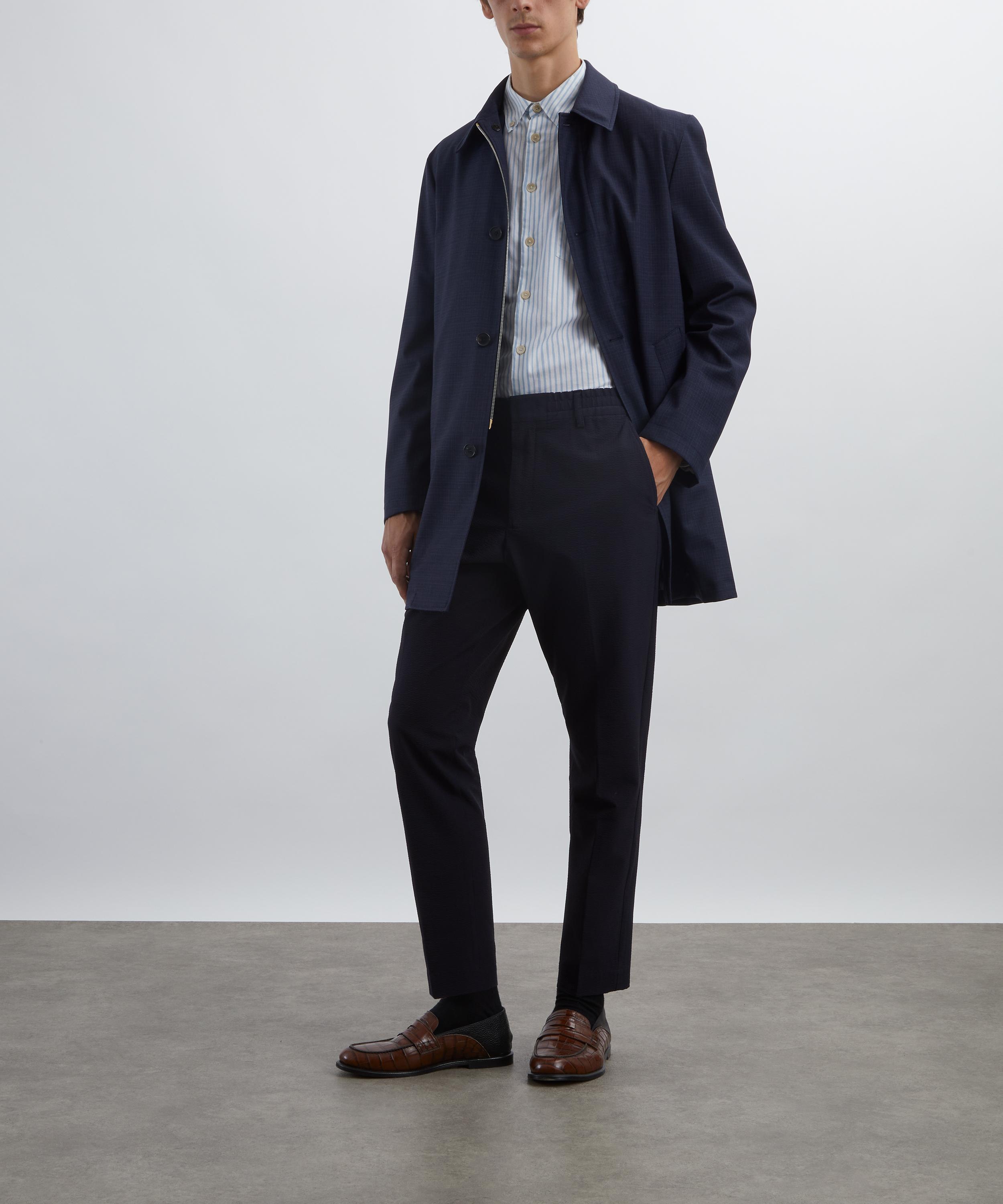 Paul Smith - Navy Plaid Mac Coat with Gilet image number 1