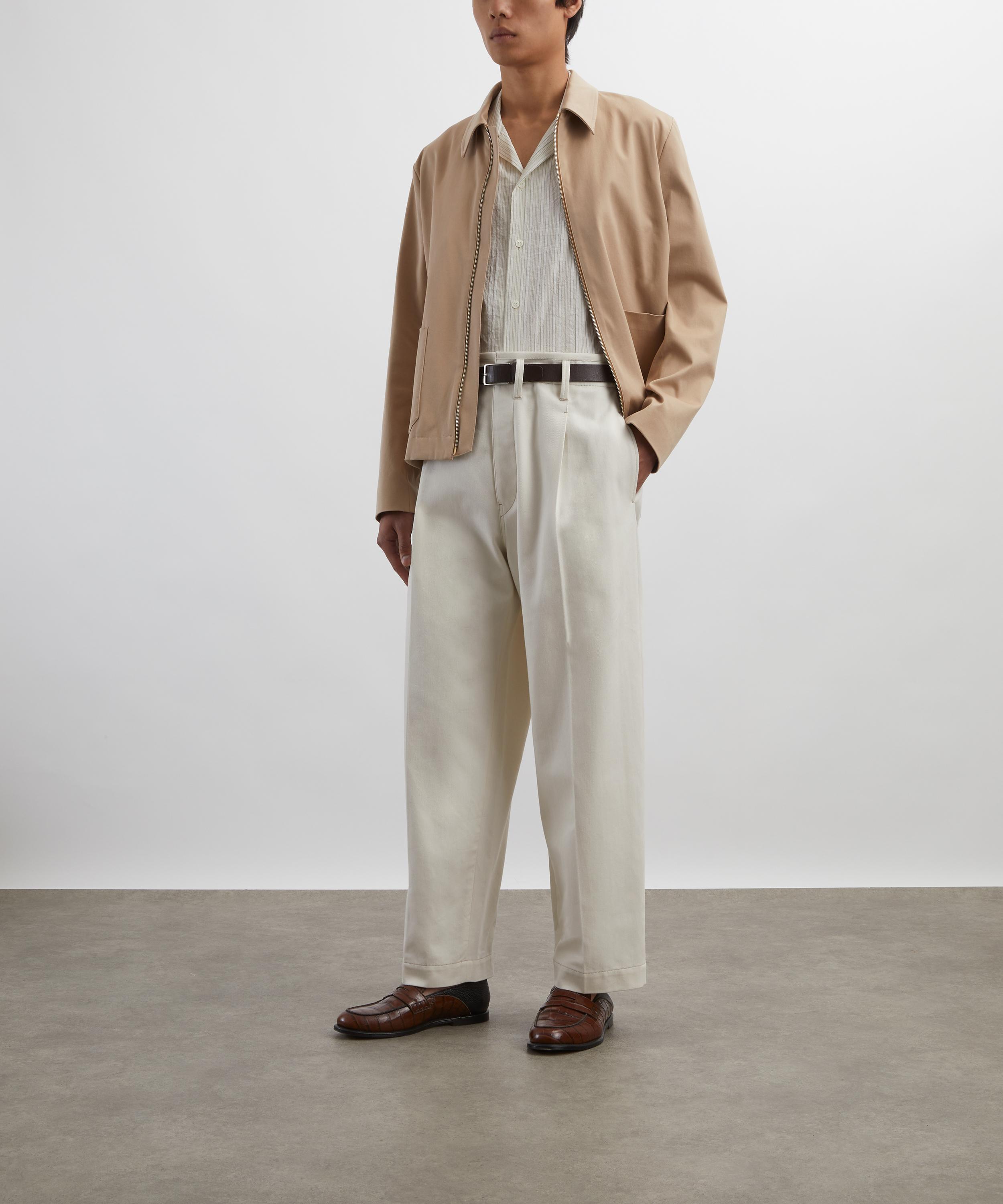 Paul Smith - Ecru Cotton-Linen Textured Stripe Short-Sleeve Shirt image number 1