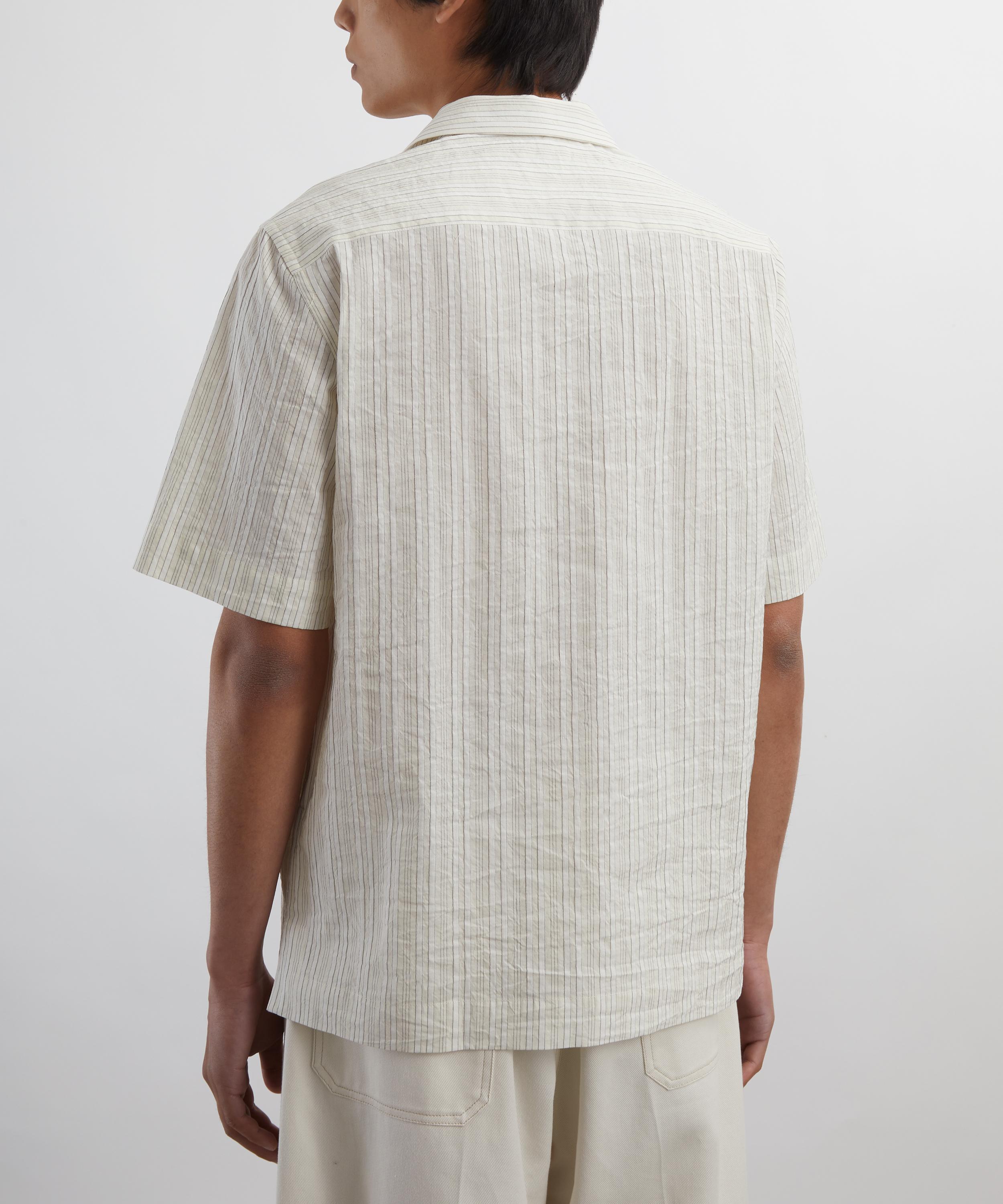 Paul Smith - Ecru Cotton-Linen Textured Stripe Short-Sleeve Shirt image number 3