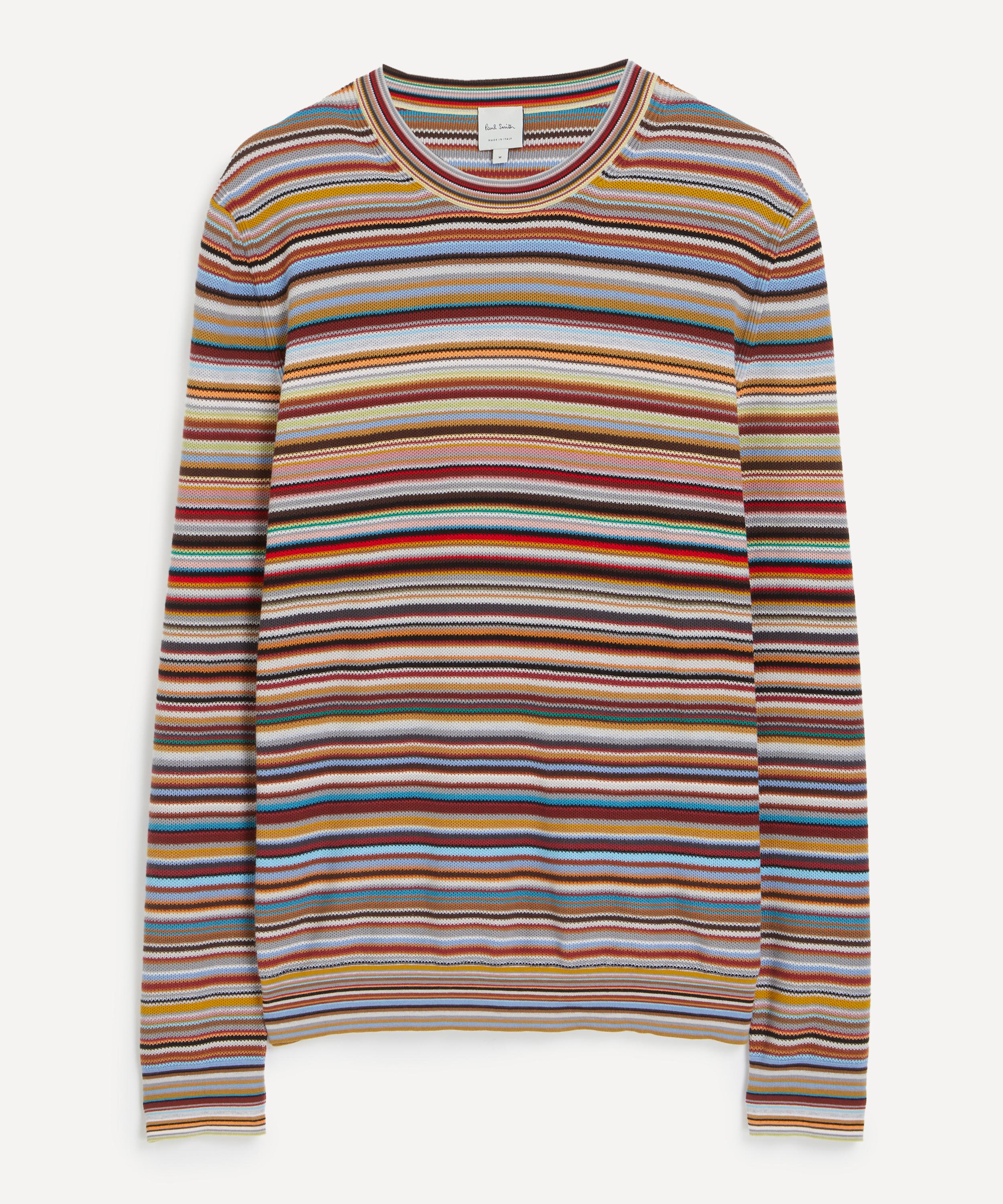 Paul Smith - Cotton Signature Stripe Crew Neck Knitted Jumper image number 0