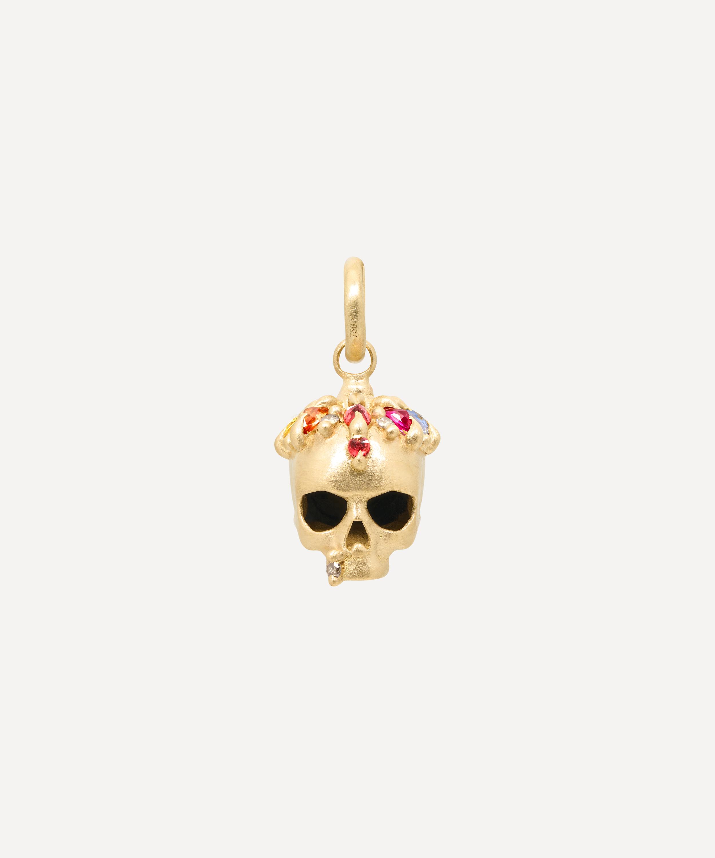 Polly Wales - 18ct Gold Rainbow Enchanted City Skull Charm