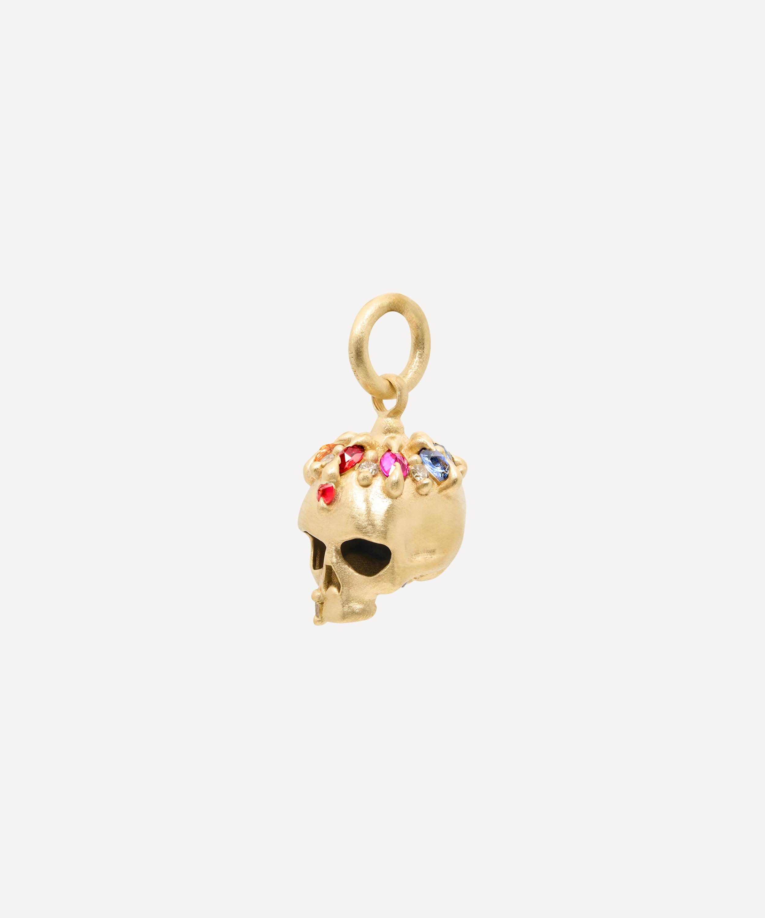 Polly Wales - 18ct Gold Rainbow Enchanted City Skull Charm image number 2