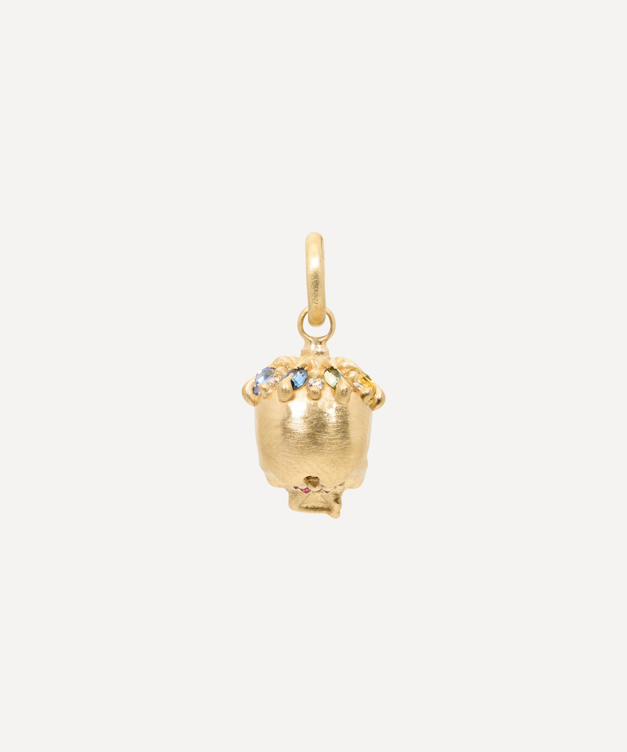 Polly Wales - 18ct Gold Rainbow Enchanted City Skull Charm image number 3