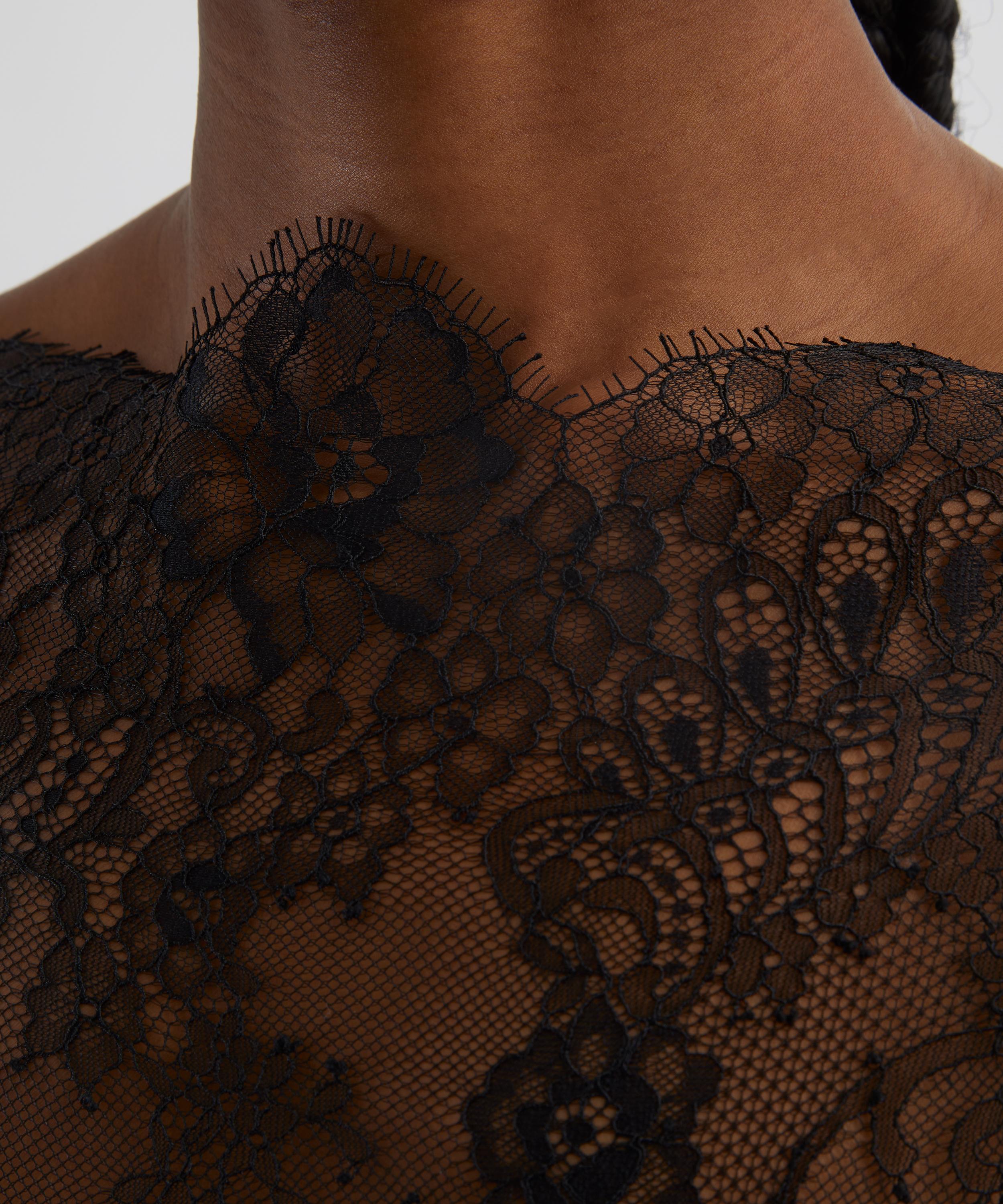 Alberta Ferretti - Glossy Satin and Lace Long Dress image number 4