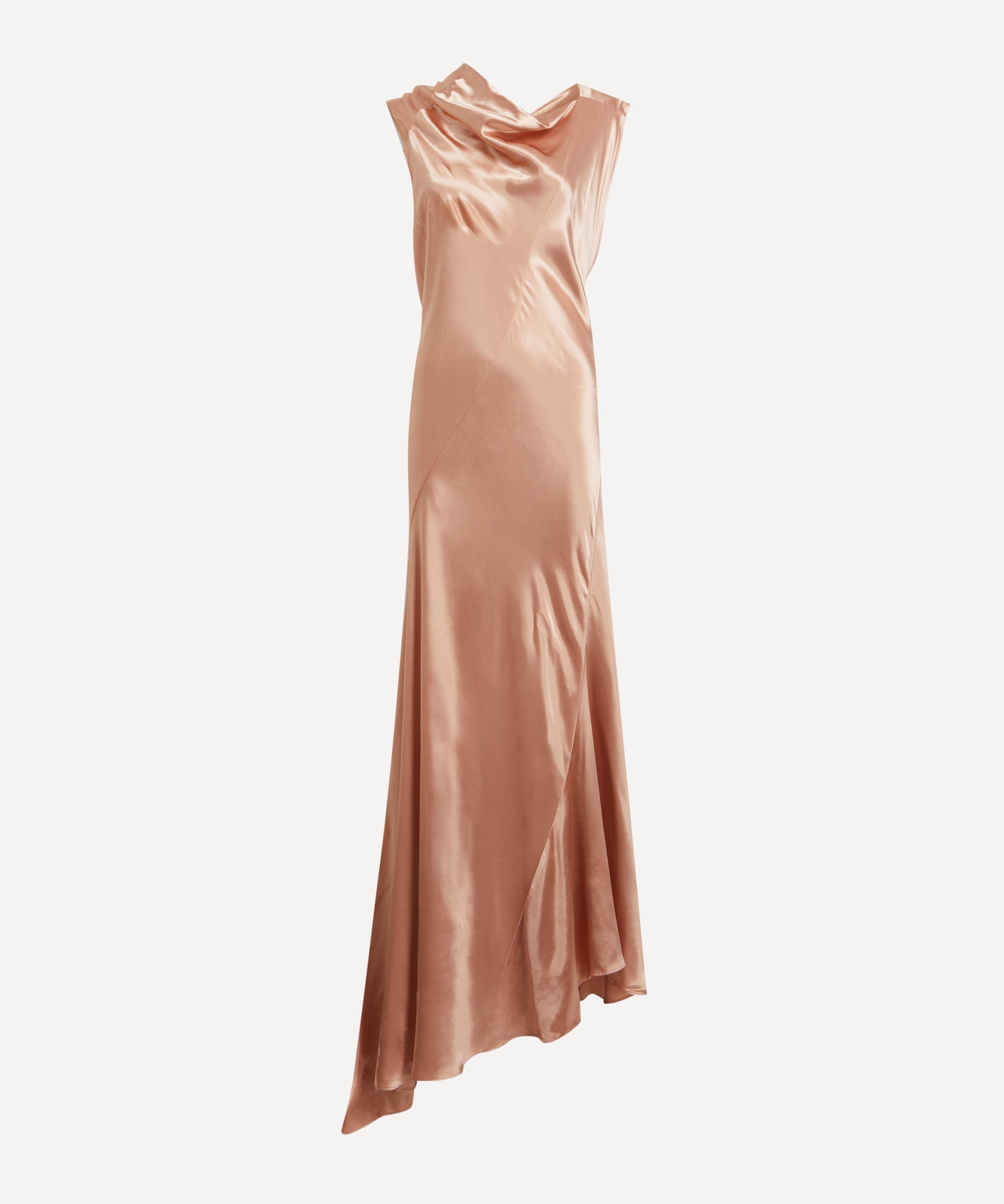 Alberta Ferretti - Pink Asymmetrical Long Satin Dress